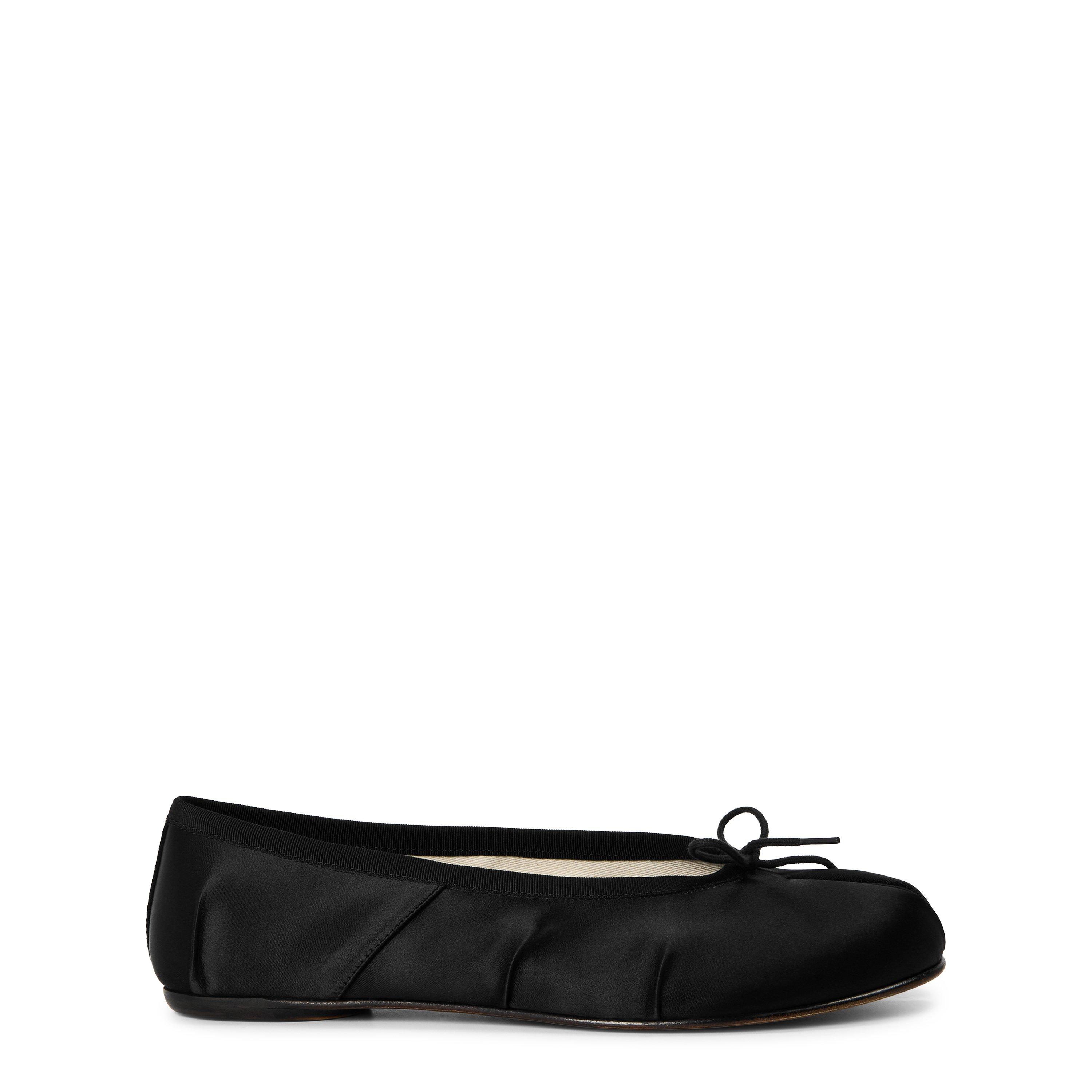 Maison Margiela Leather Tabi Ballet Flats - Black Satin - Size 5 (38)