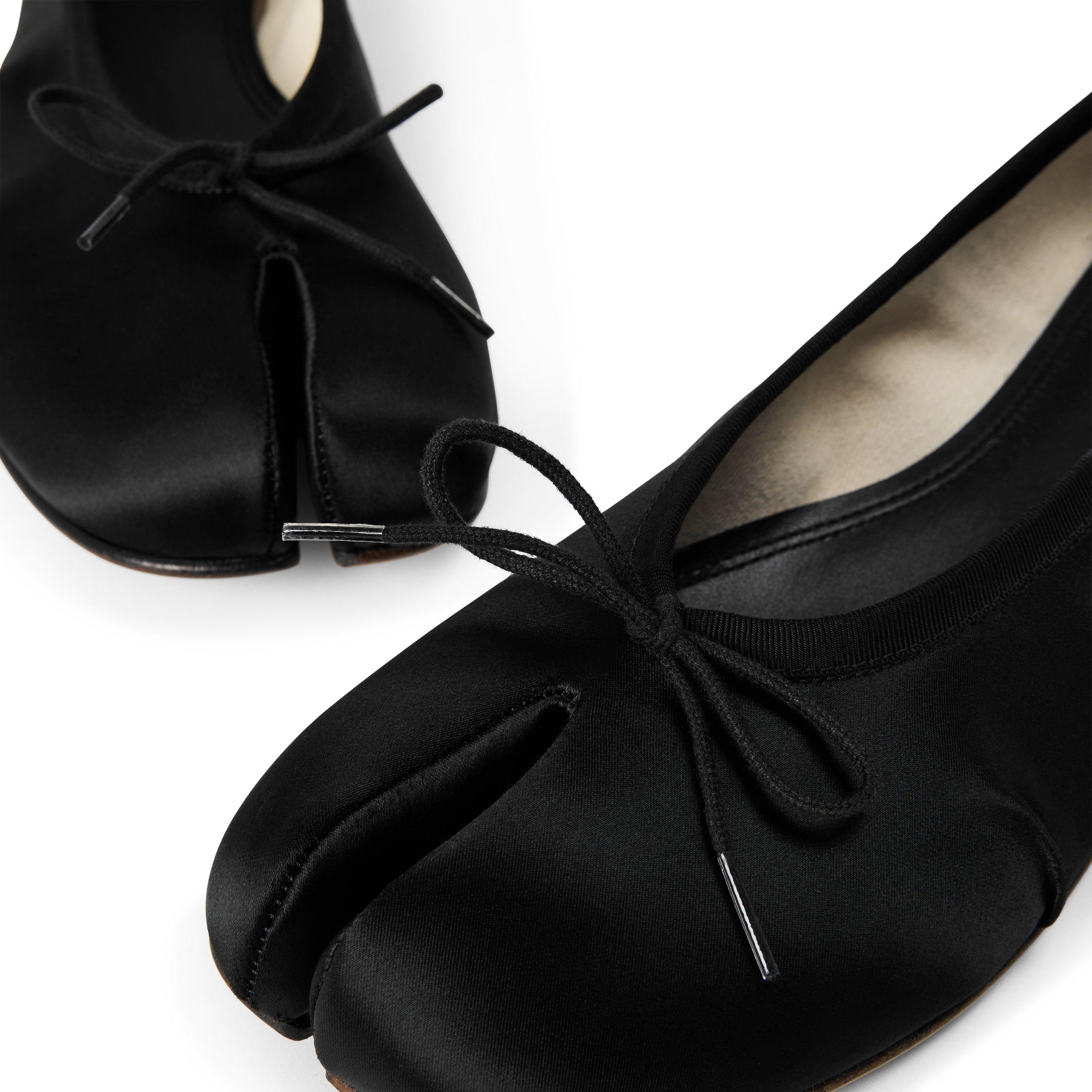 Black Satin - Maison Margiela - Leather Tabi Ballet Flats - 4