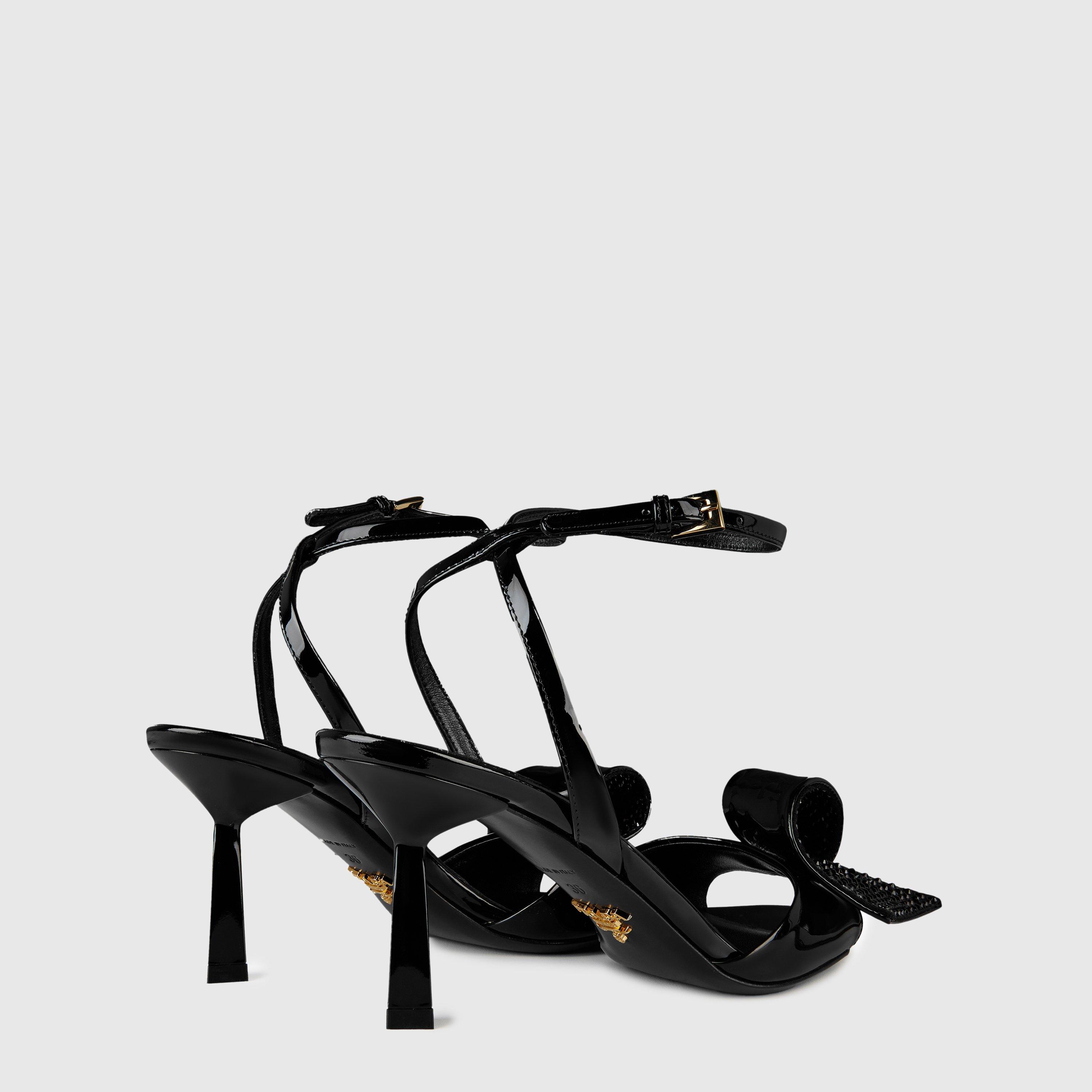Nero - Prada - Crystal Detail Heeled Sandals - 4