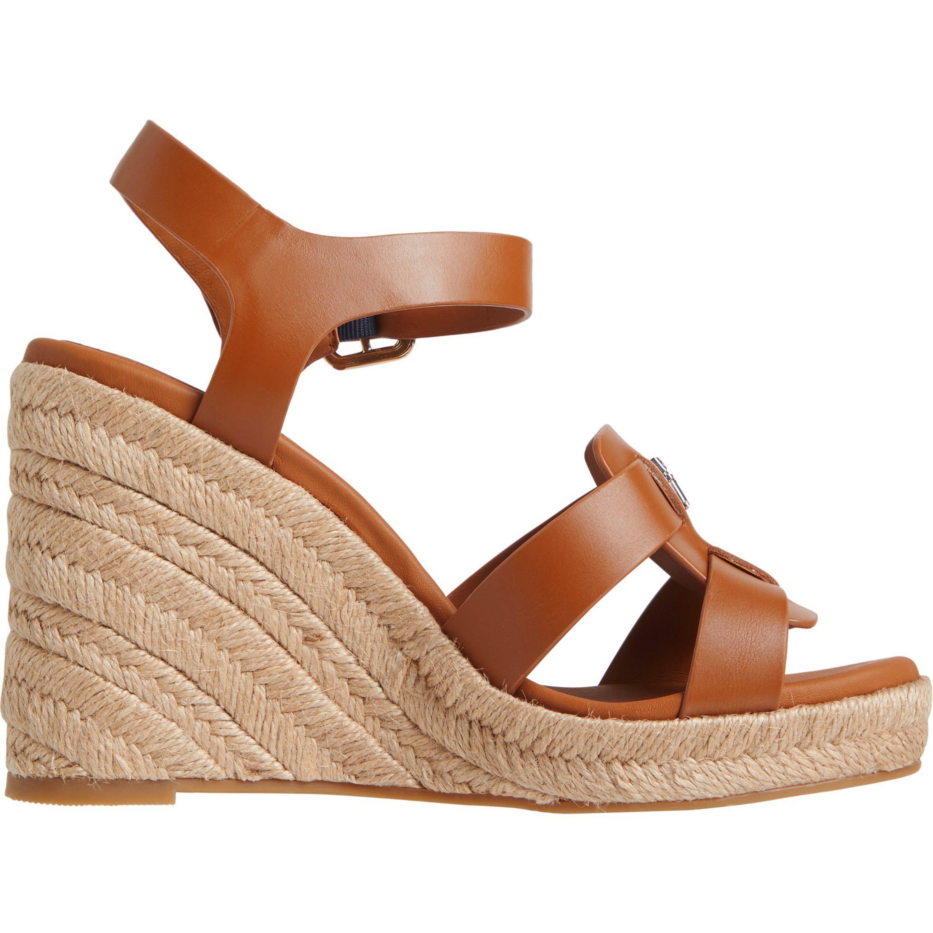 Cognac Brown - Tommy Hilfiger - Women's Espadrille Wedge Heeled Sandals - 1