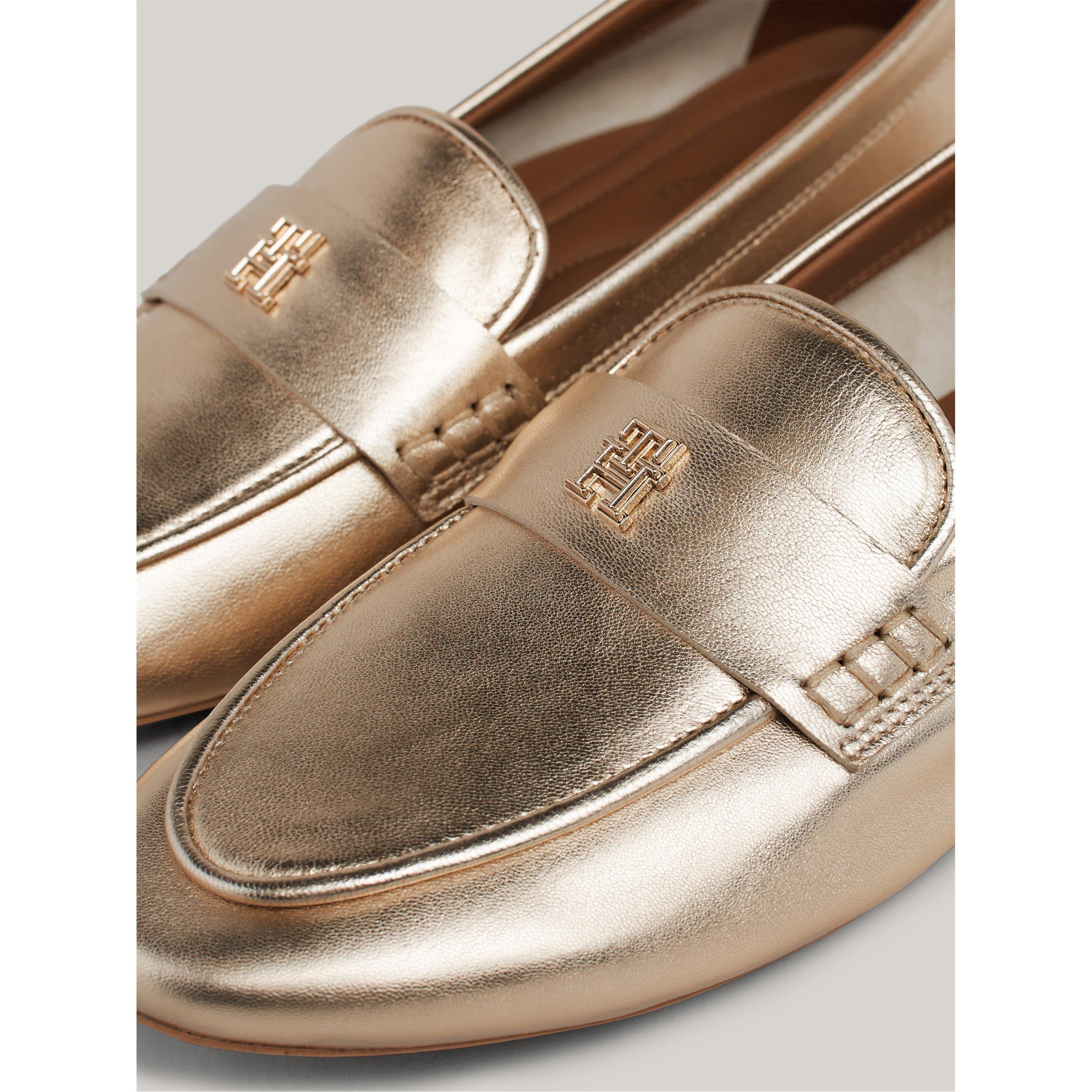 Gold - Tommy Hilfiger - Women's Leather Moccasin Loafers - 4