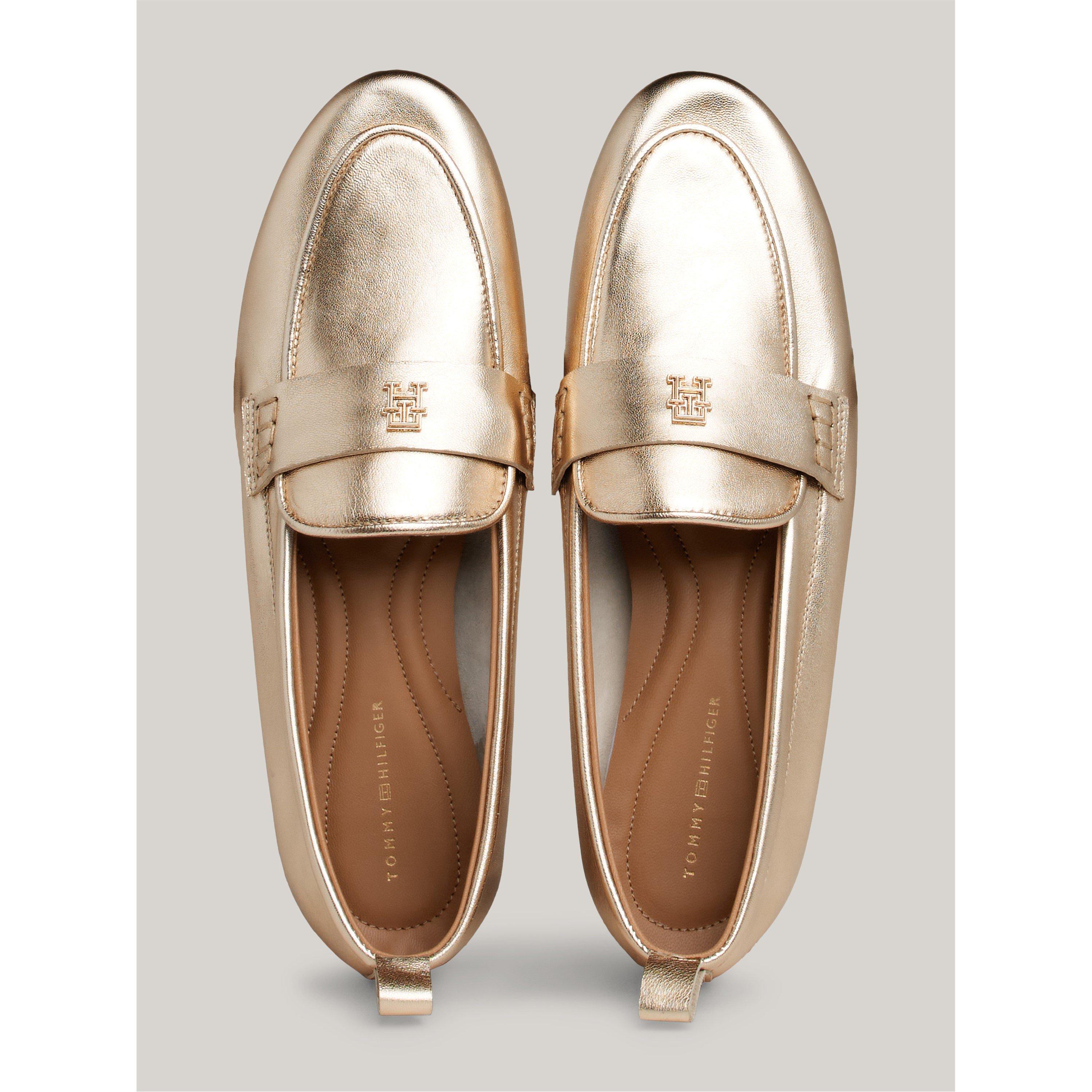 Gold - Tommy Hilfiger - Women's Leather Moccasin Loafers - 5