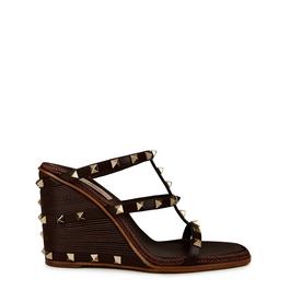 Valentino Garavani Rockstud Leather Espadrille Wedges