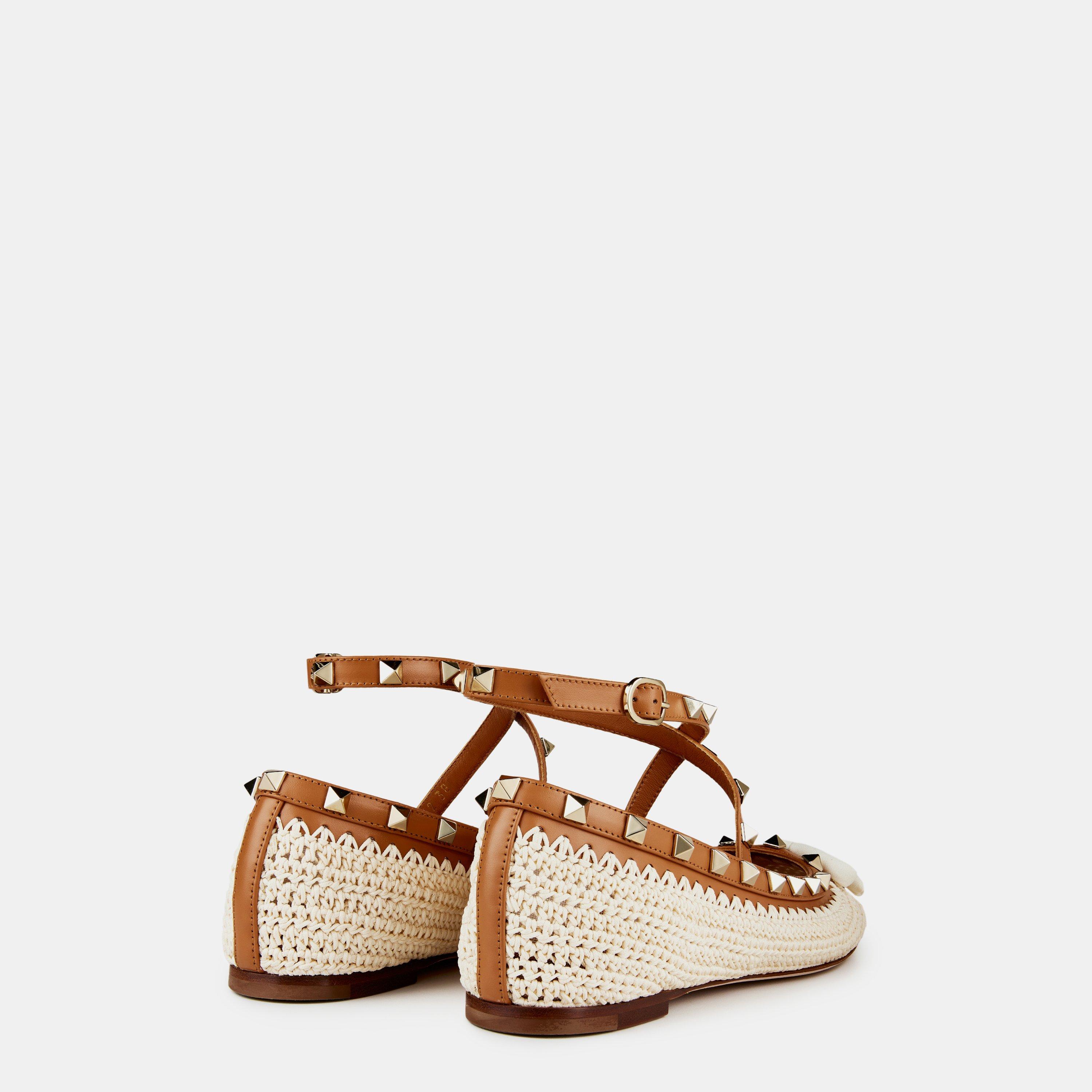 Naturale/Almond - Valentino Garavani - Rockstud Crochet Ballerina - 5