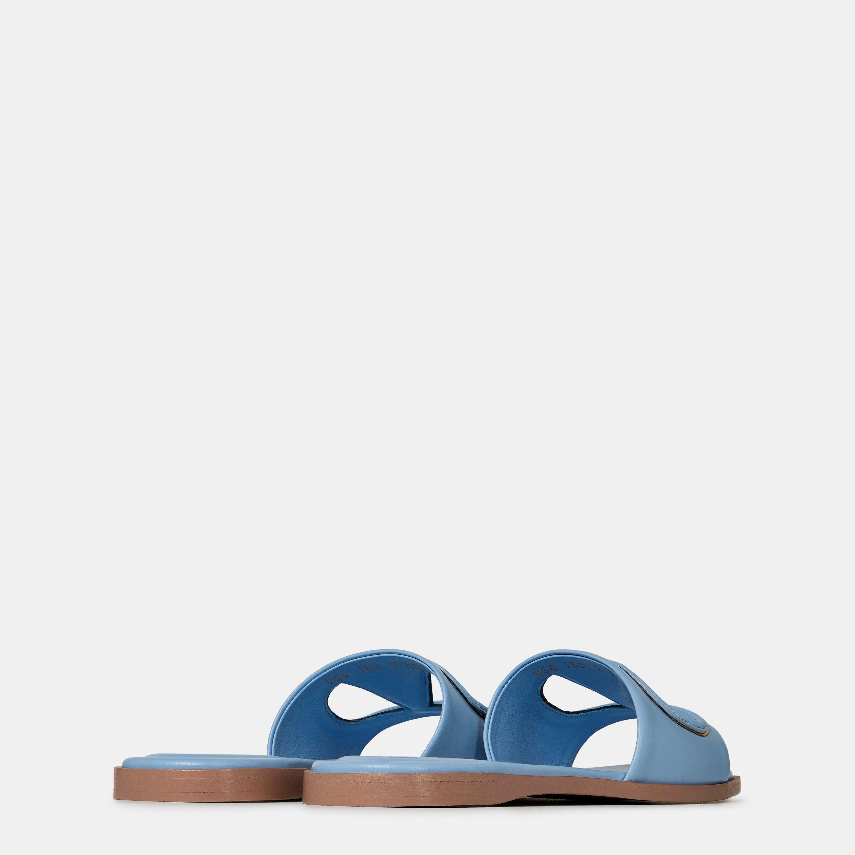 Popeline Blue - Valentino Garavani - Vlogo Cut-Out Sliders - 5