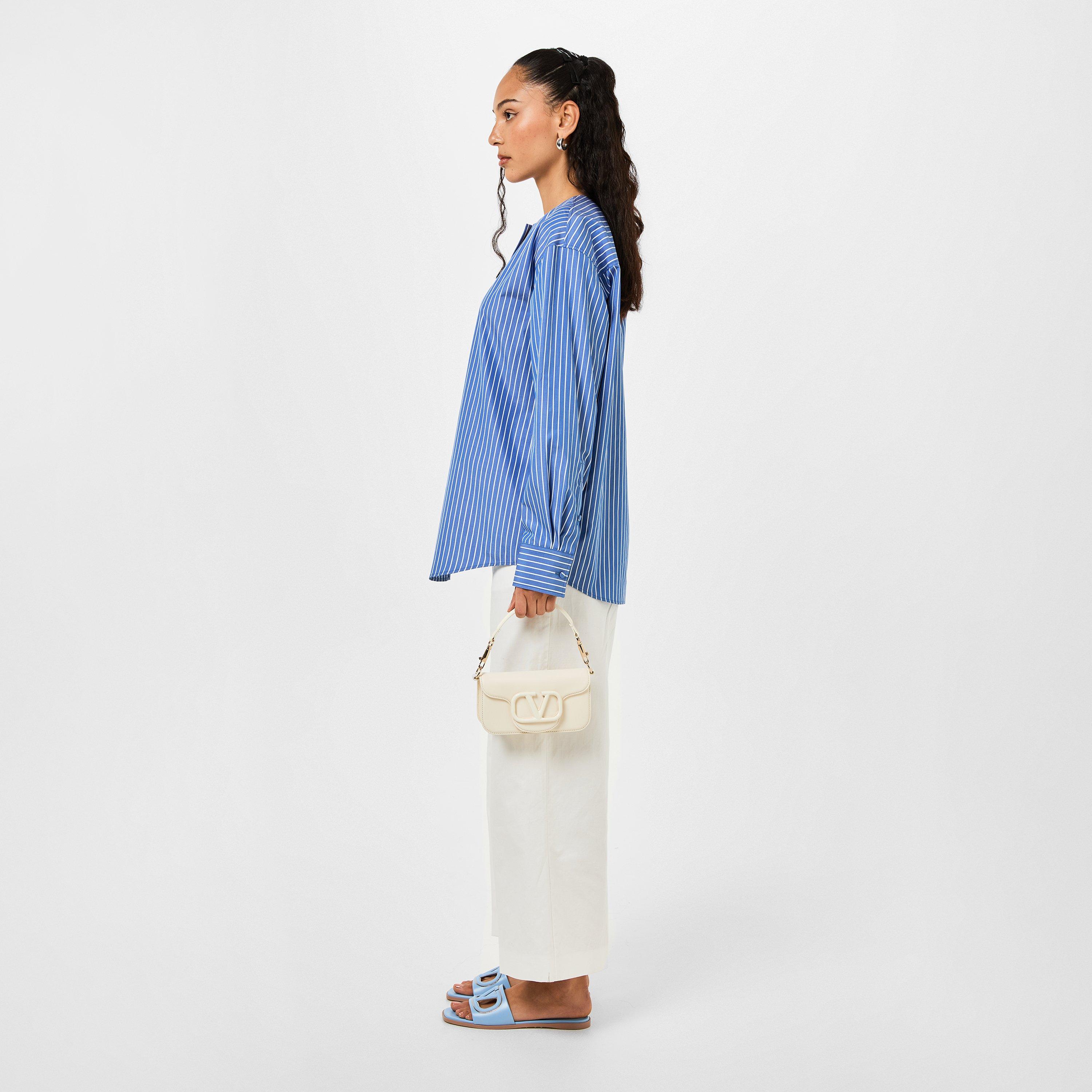 Popeline Blue - Valentino Garavani - Vlogo Cut-Out Sliders - 6