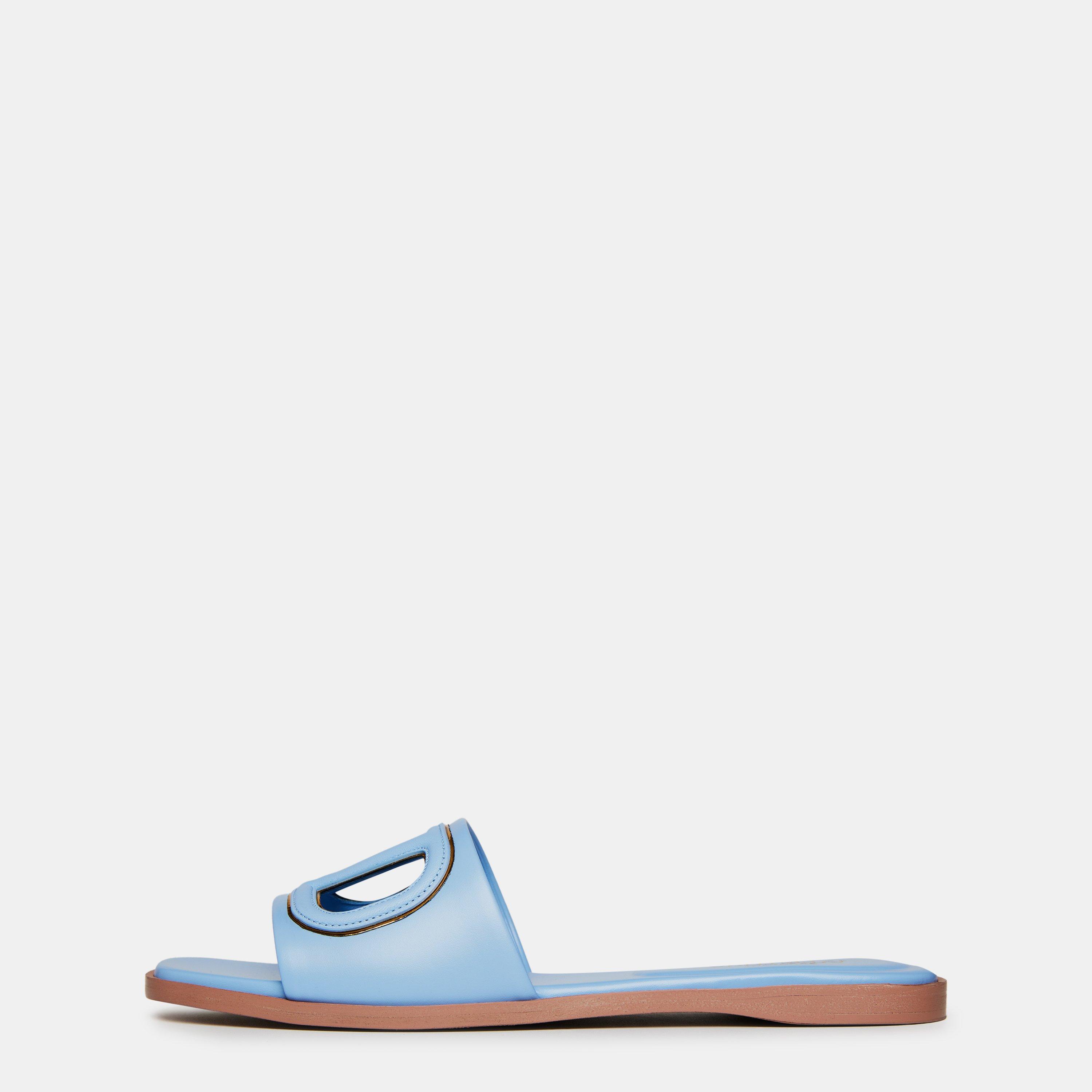 Popeline Blue - Valentino Garavani - Vlogo Cut-Out Sliders - 2