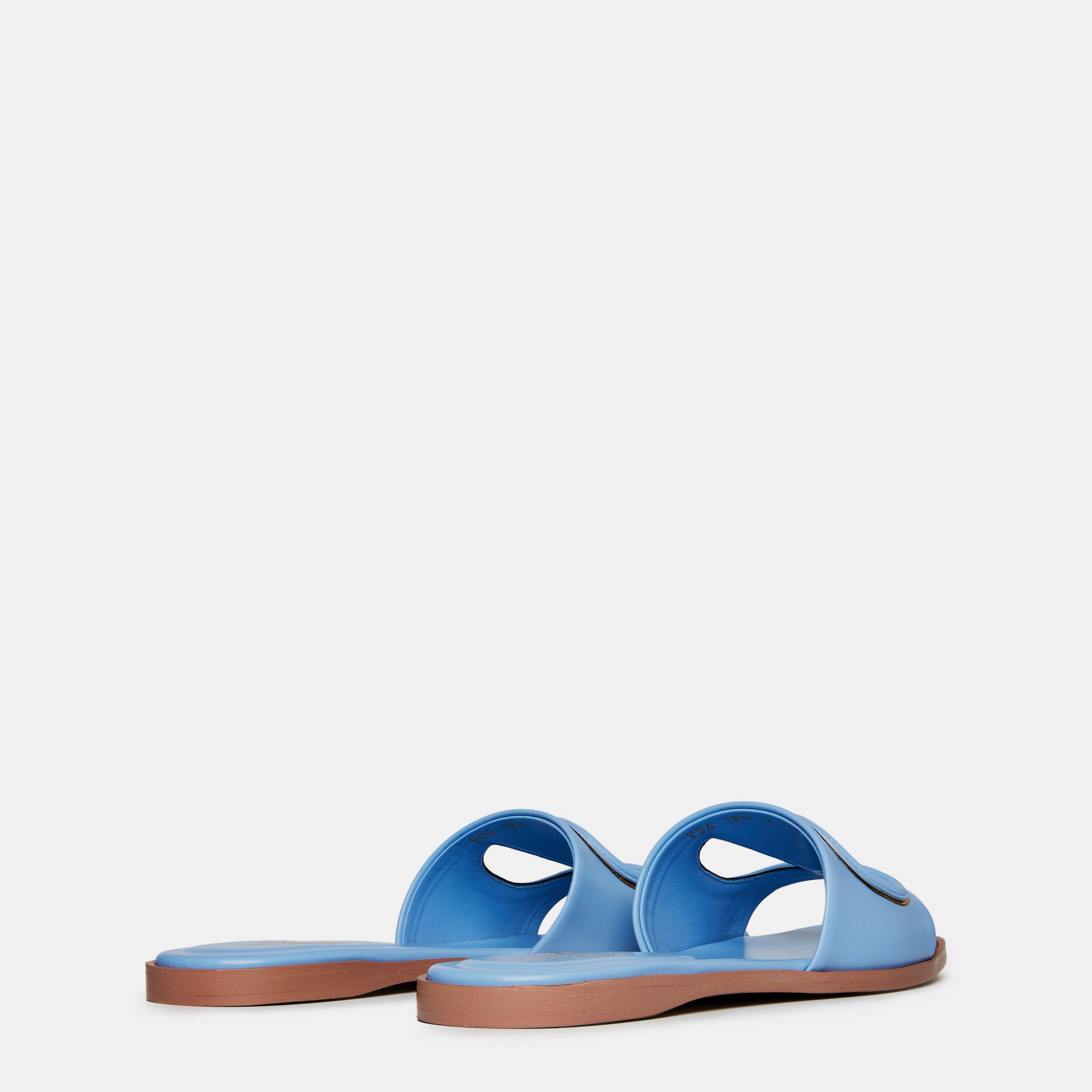 Popeline Blue - Valentino Garavani - Vlogo Cut-Out Sliders - 4