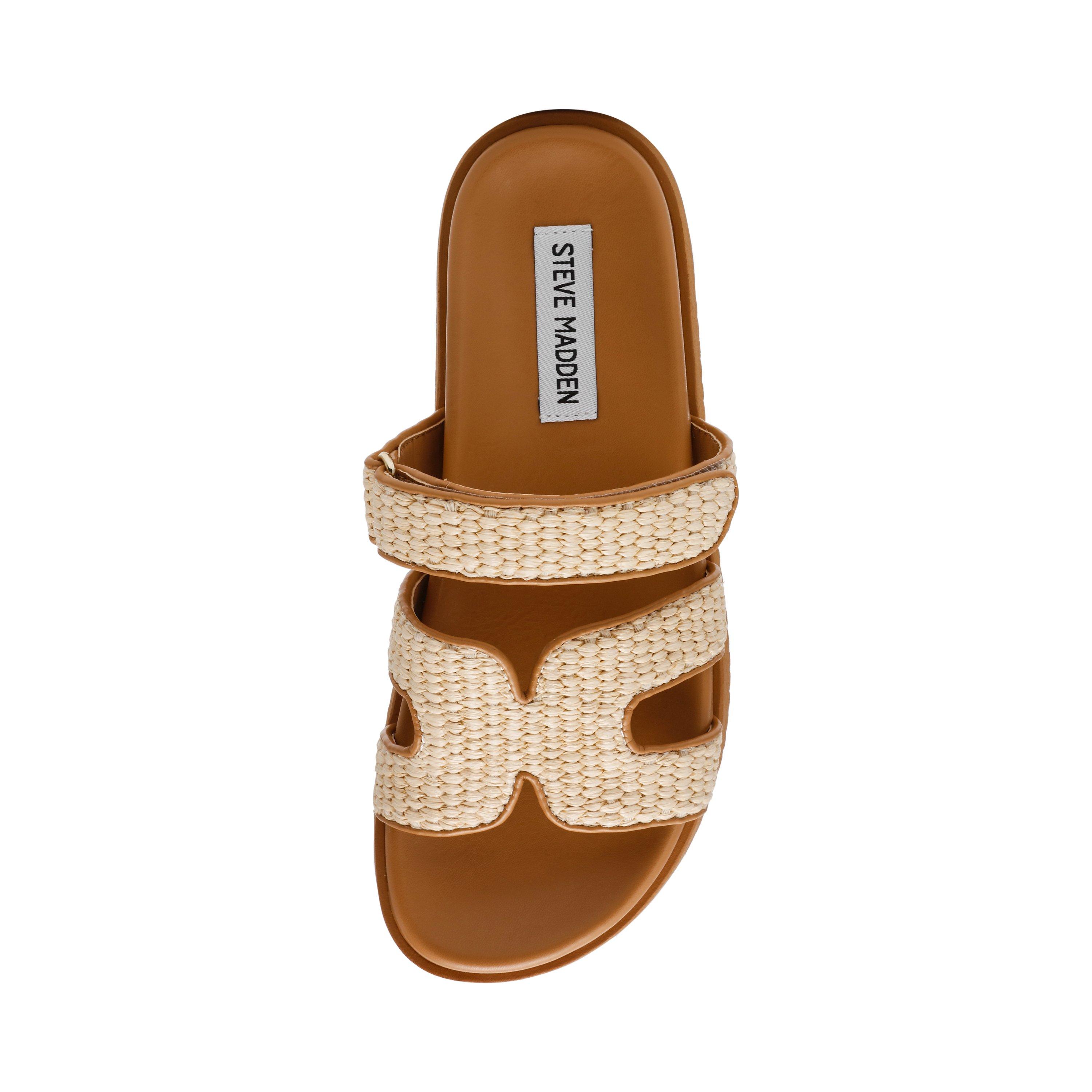 Naturlig Raffia - Steve Madden - Women's Missile Flat Sandals - 5