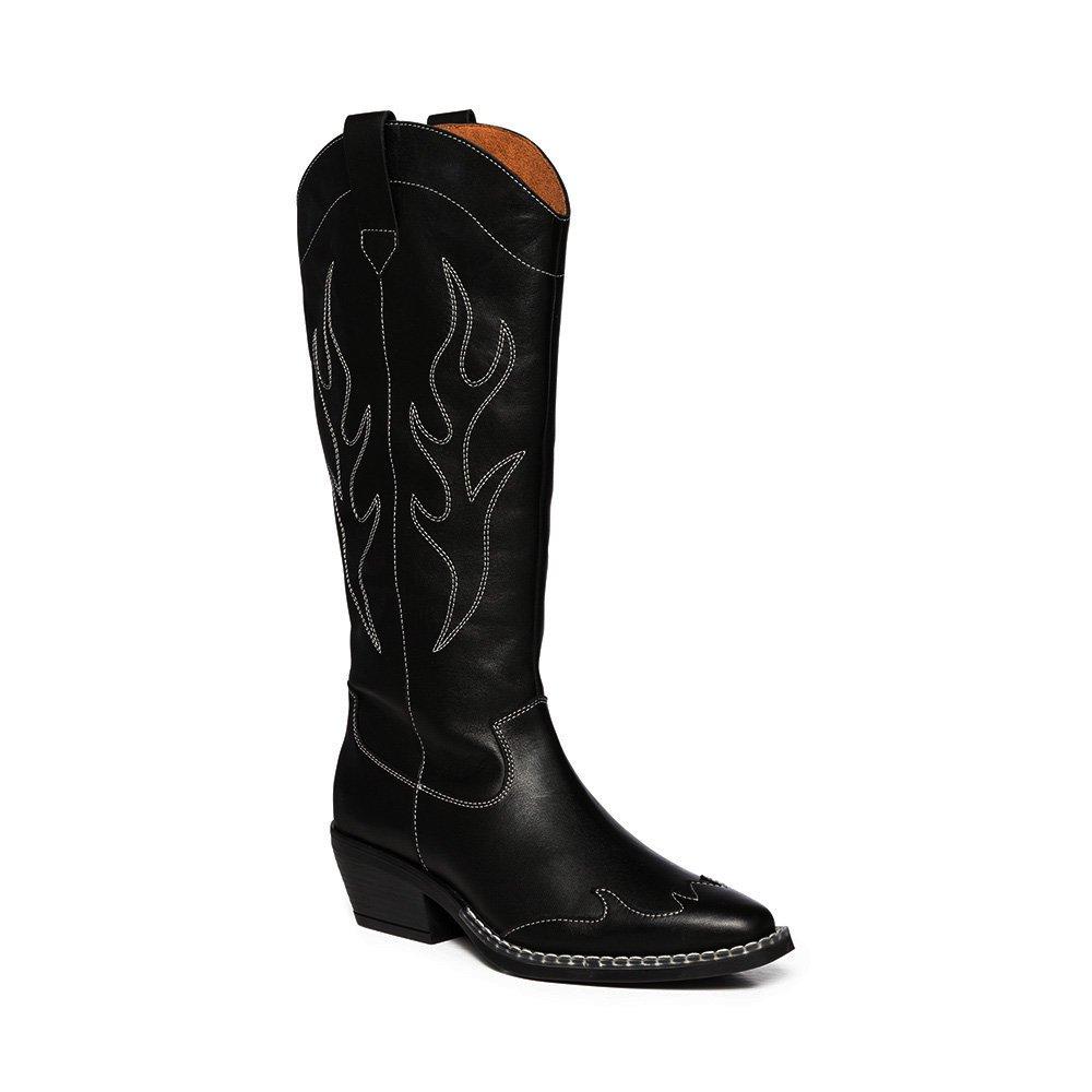 Black - Steve Madden - Women's Wenda Western Cowboy Boots - 3