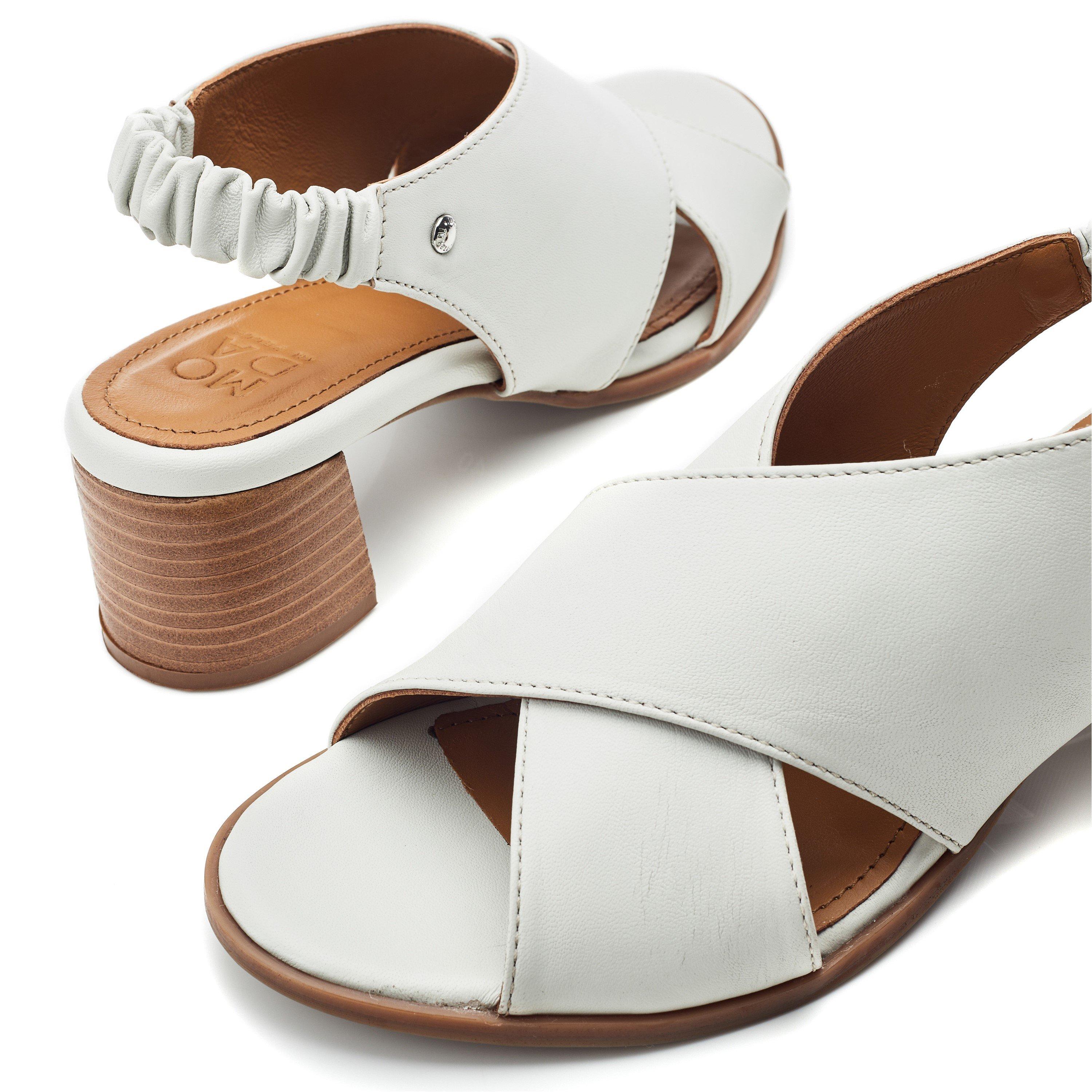 Off White - Moda in Pelle - Women's Block Heel Court Shoes - 4