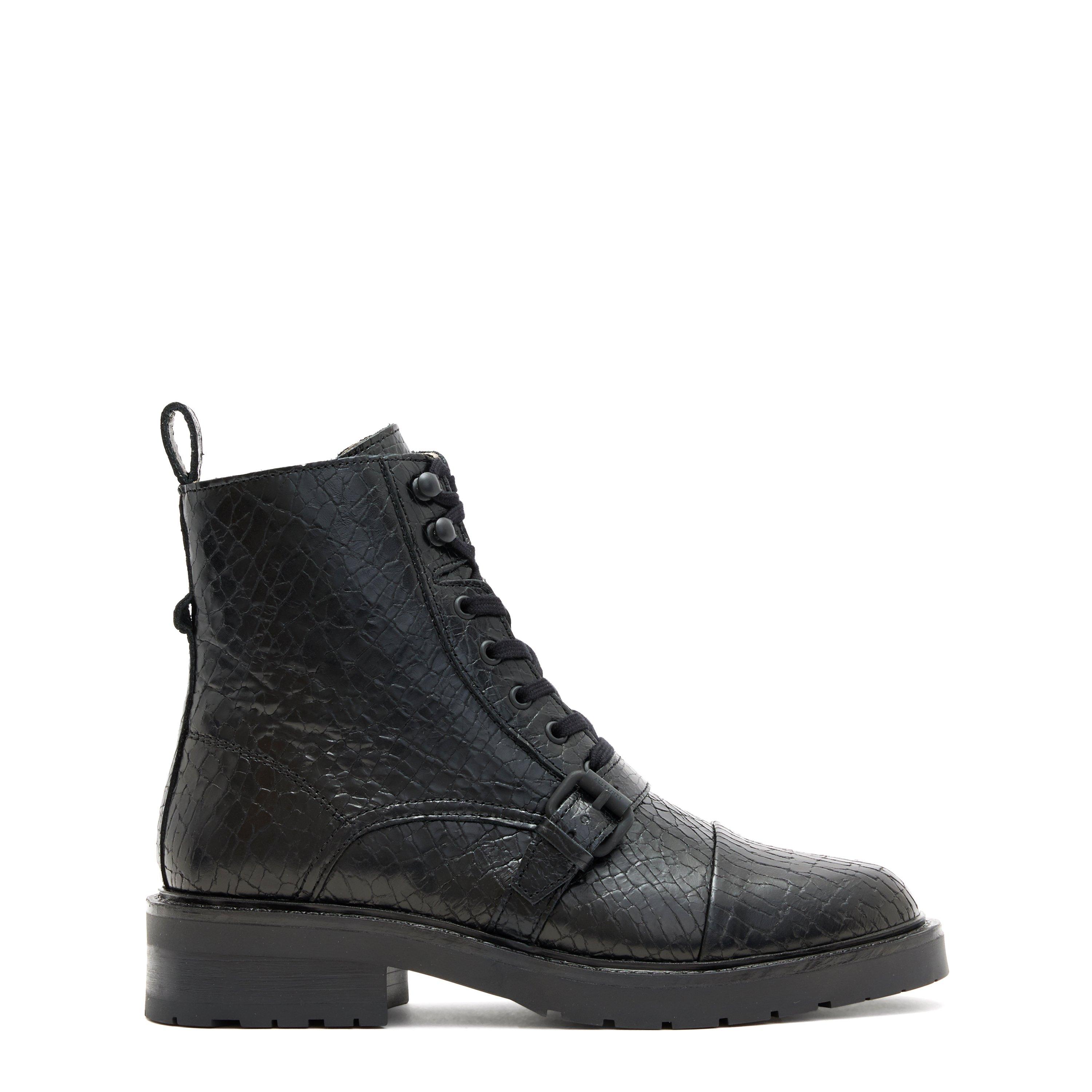 Black Croc - AllSaints - Donita Biker Boots - 1