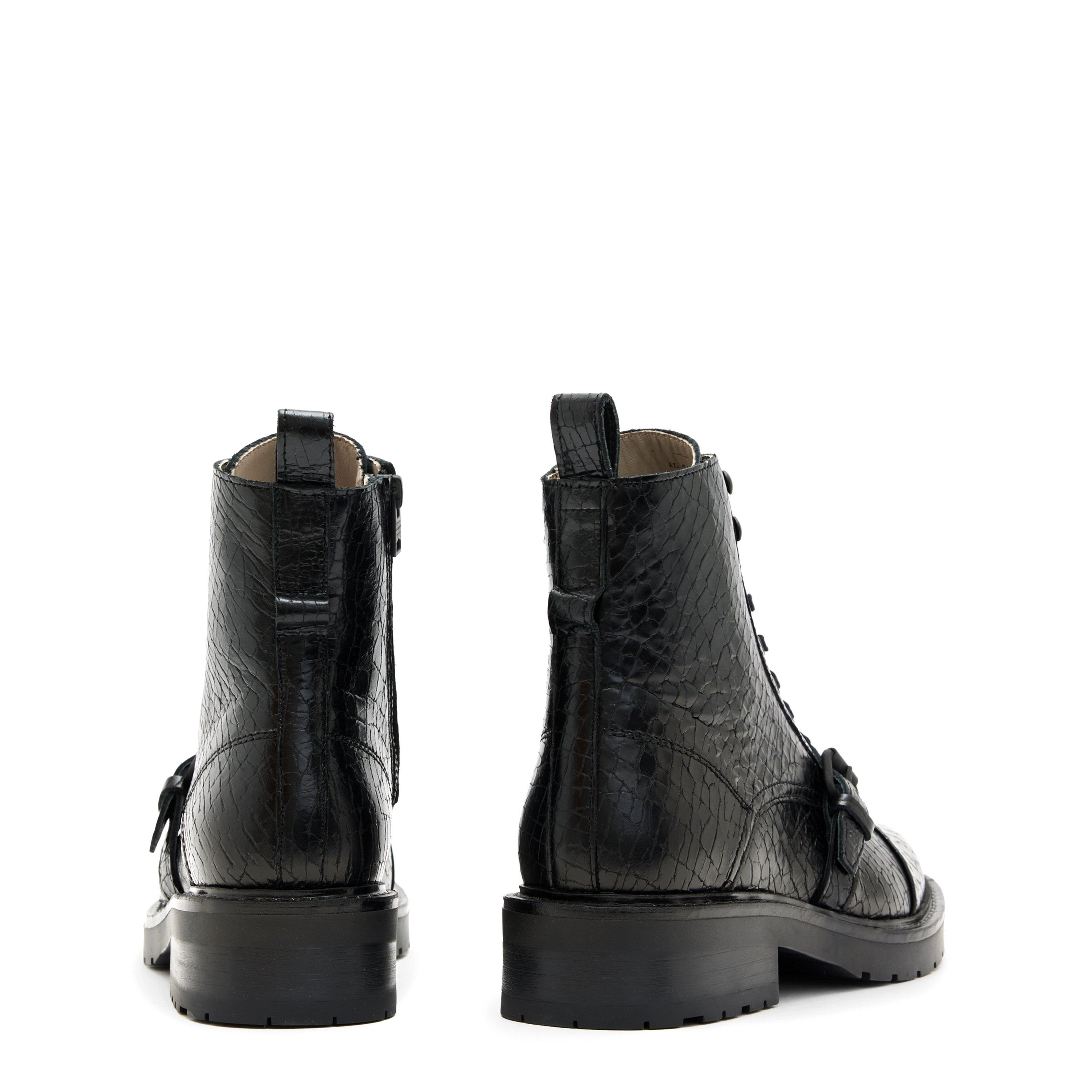 Black Croc - AllSaints - Donita Biker Boots - 3