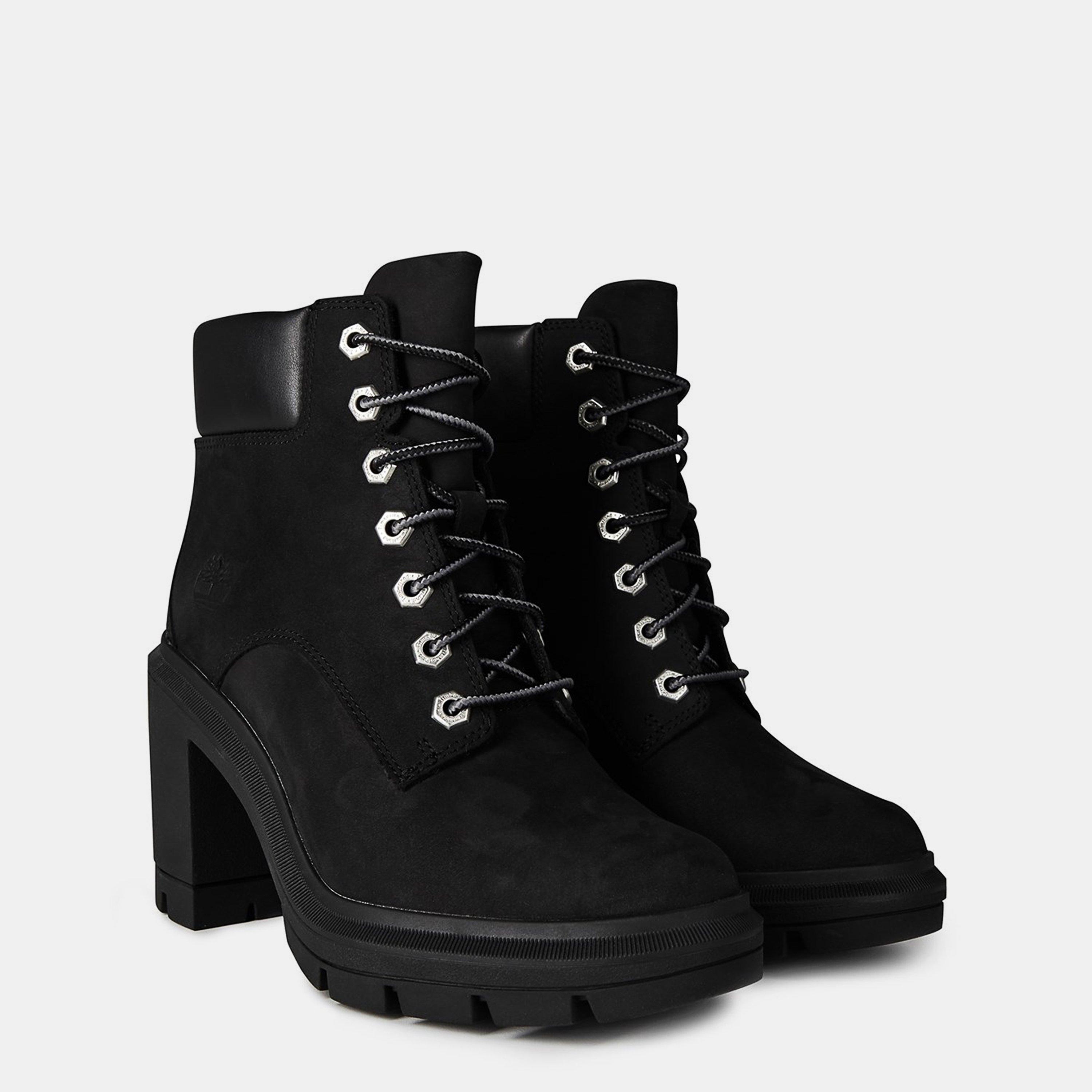 Black Nubuck - Timberland - Women's Allington Lace-up Heeled Boots - 5