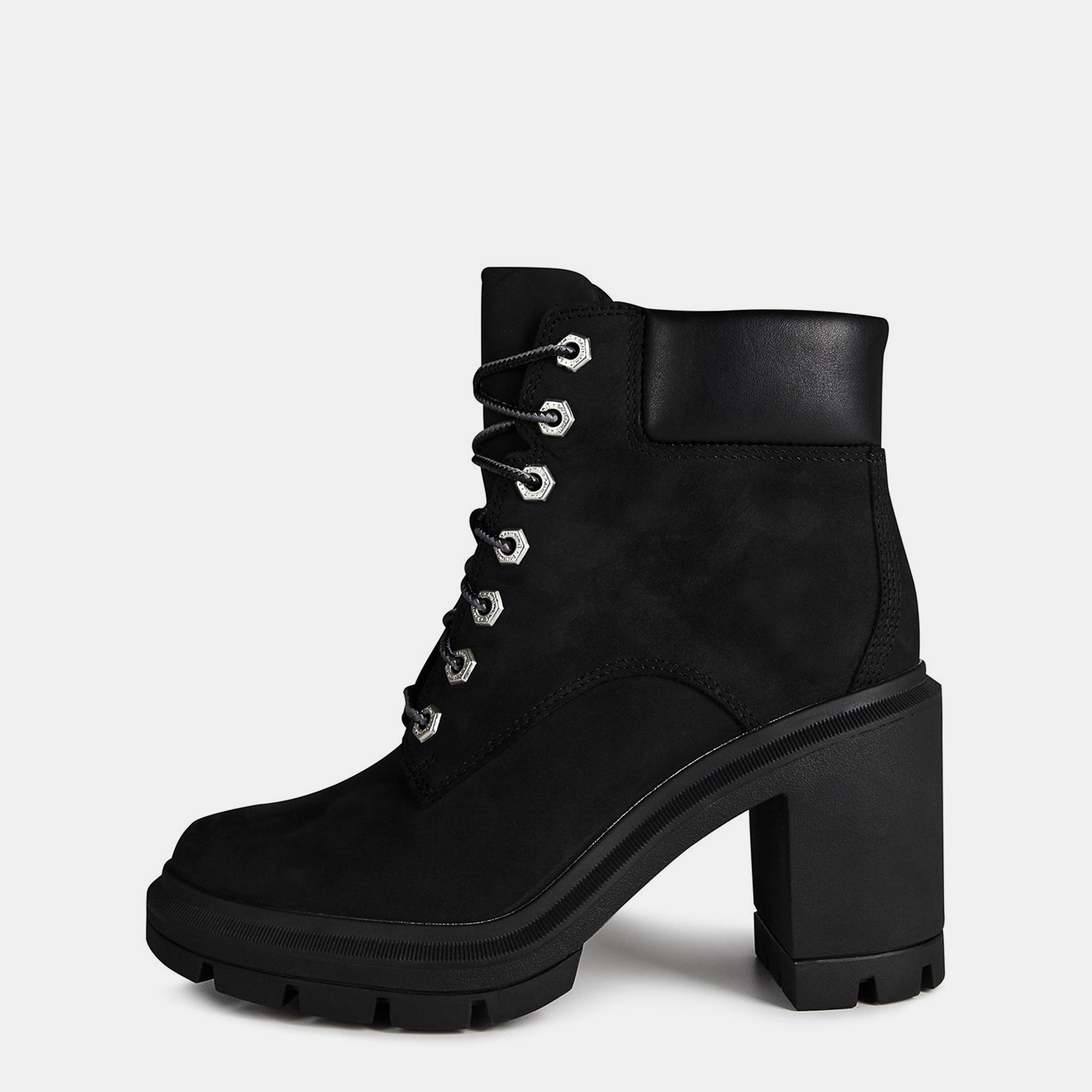 Black Nubuck - Timberland - Women's Allington Lace-up Heeled Boots - 7