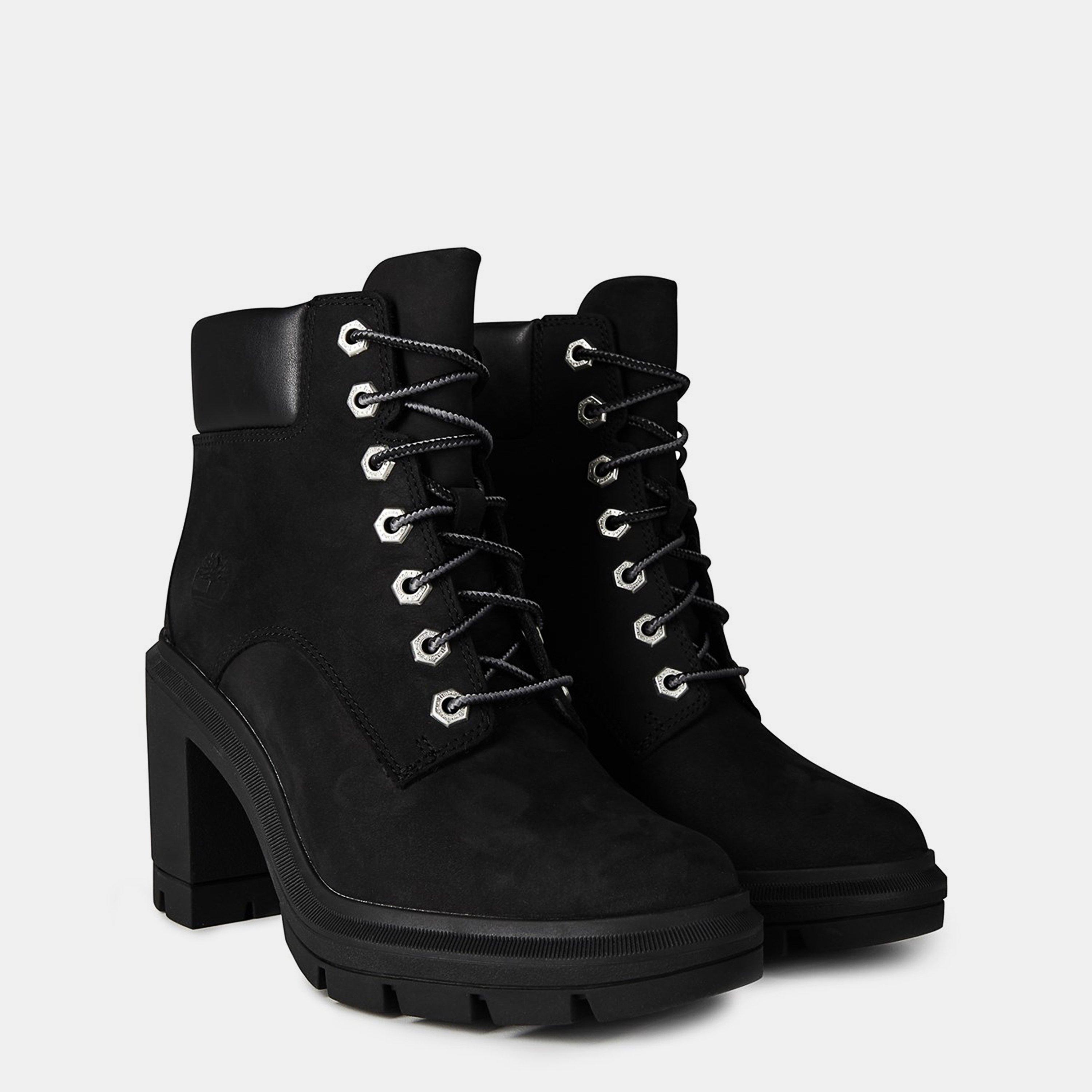 Black Nubuck - Timberland - Women's Allington Lace-up Heeled Boots - 8