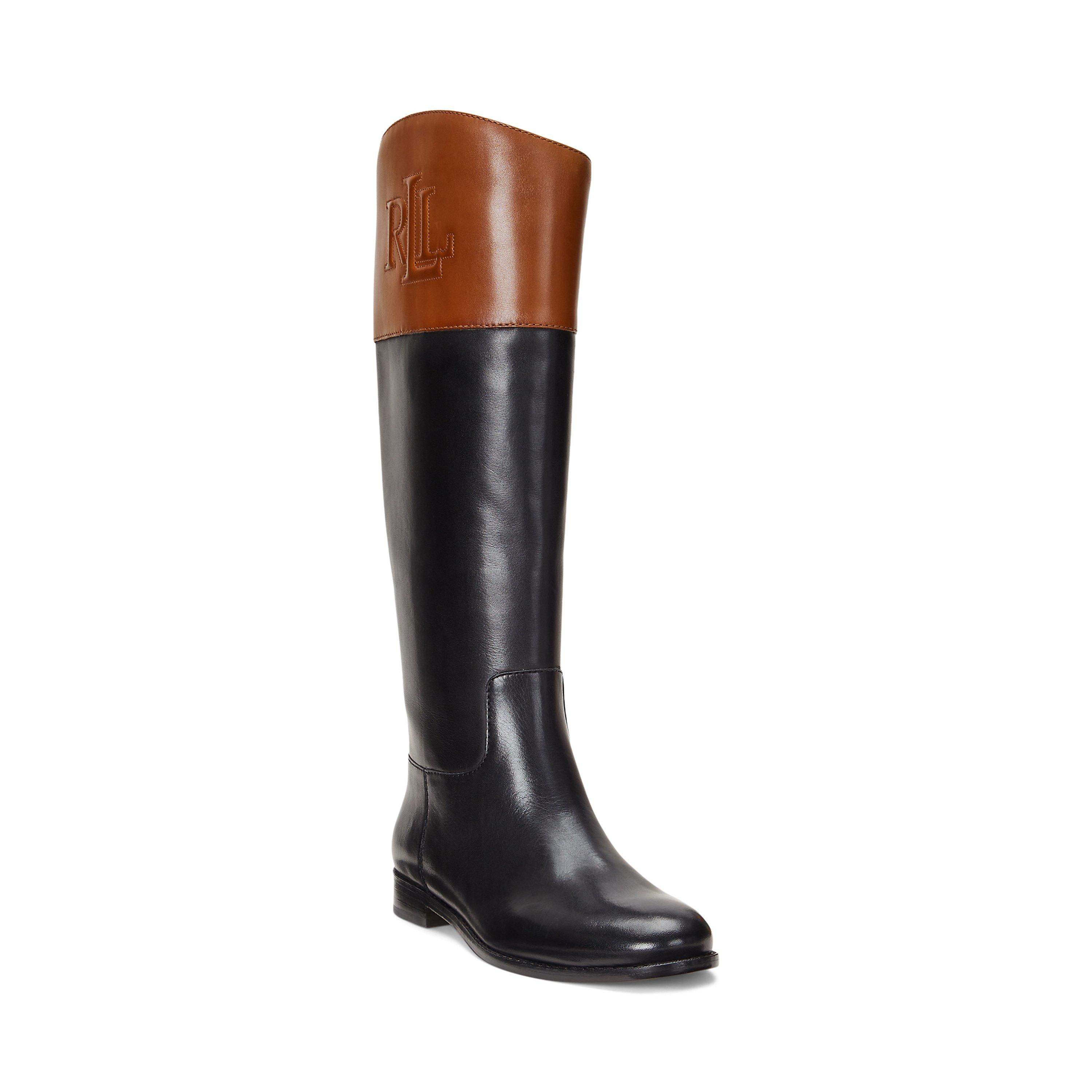 Black/Tan - Lauren by Ralph Lauren - Justine II Tall Knee High Boots - 3