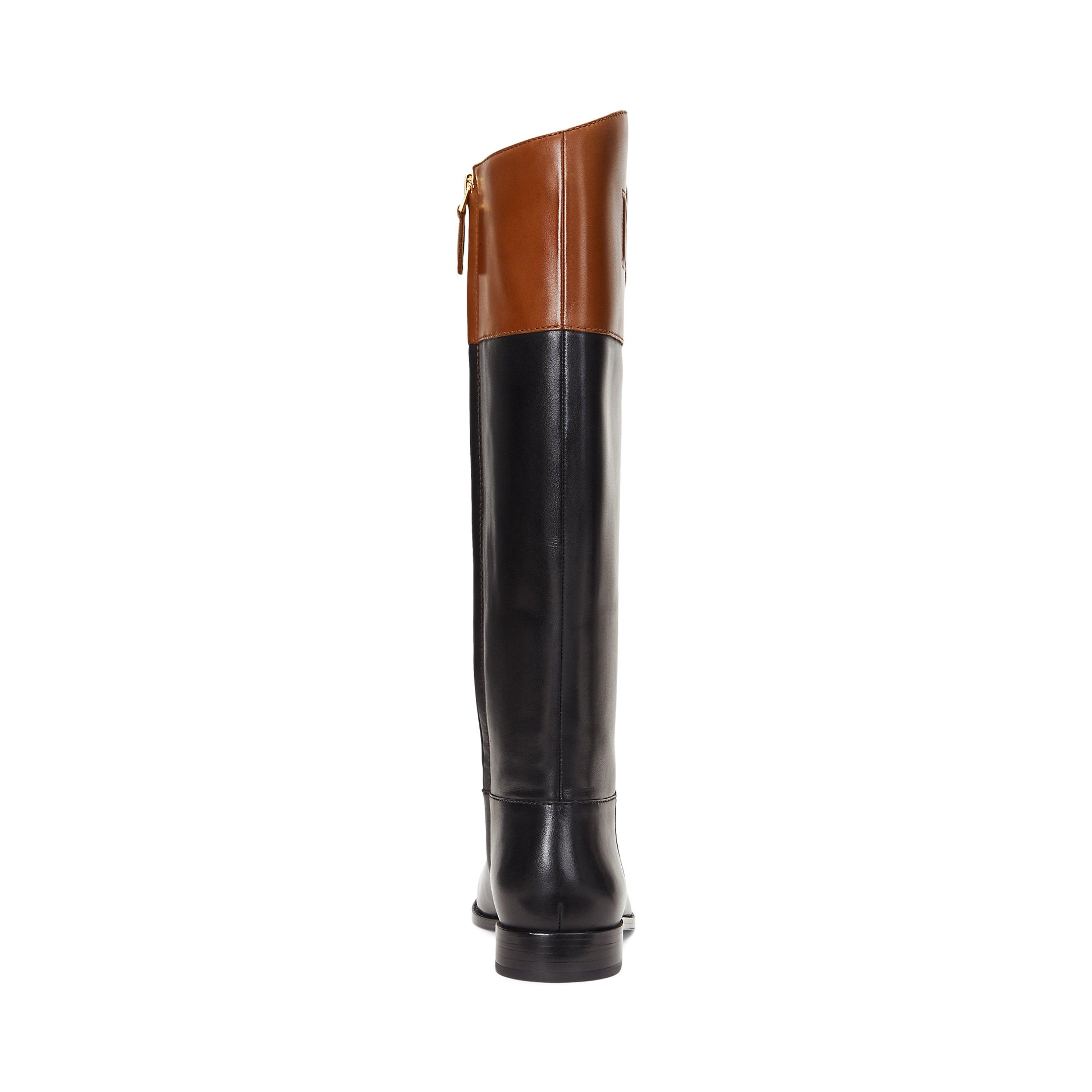 Black/Tan - Lauren by Ralph Lauren - Justine II Tall Knee High Boots - 4