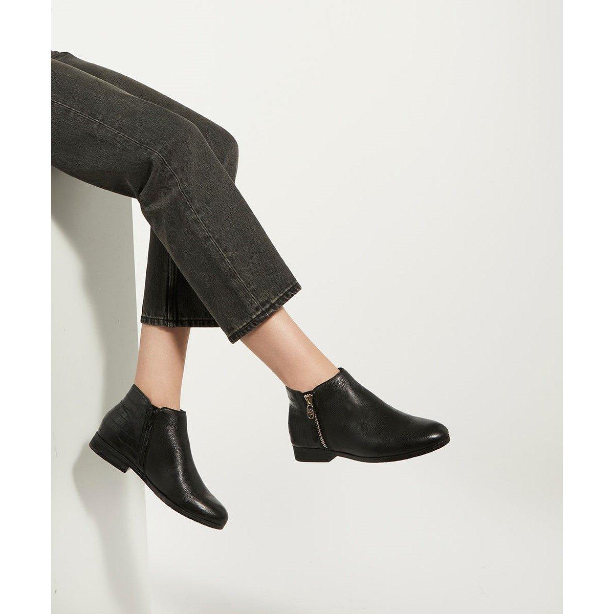 BLACK - Dune London - Pond Leather Ankle Boots - 5