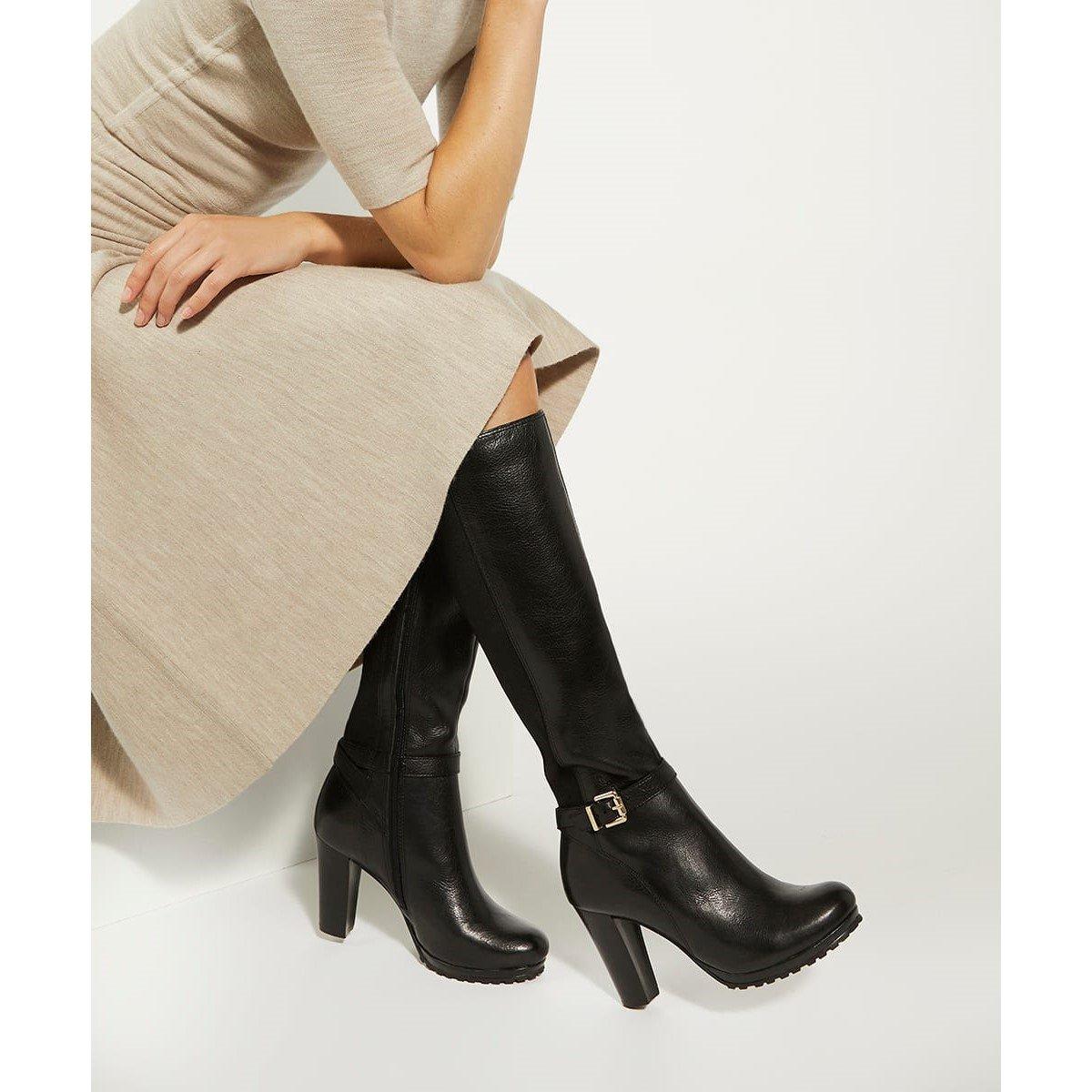 SCHWARZ - Dune London - Sareena Leather Knee High Boots - 5