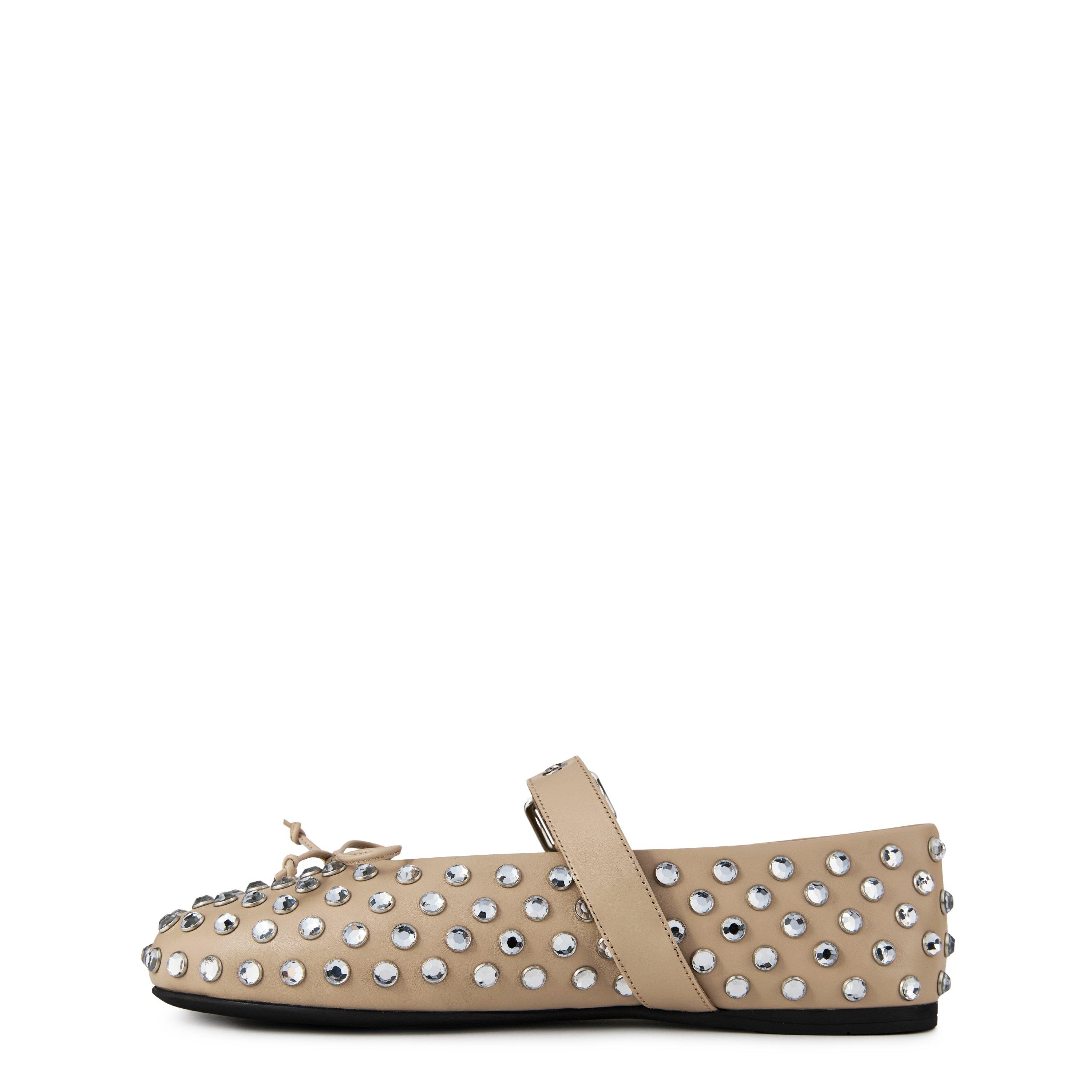 Travertino - Miu Miu - Studded Leather Ballerina Shoes - 2