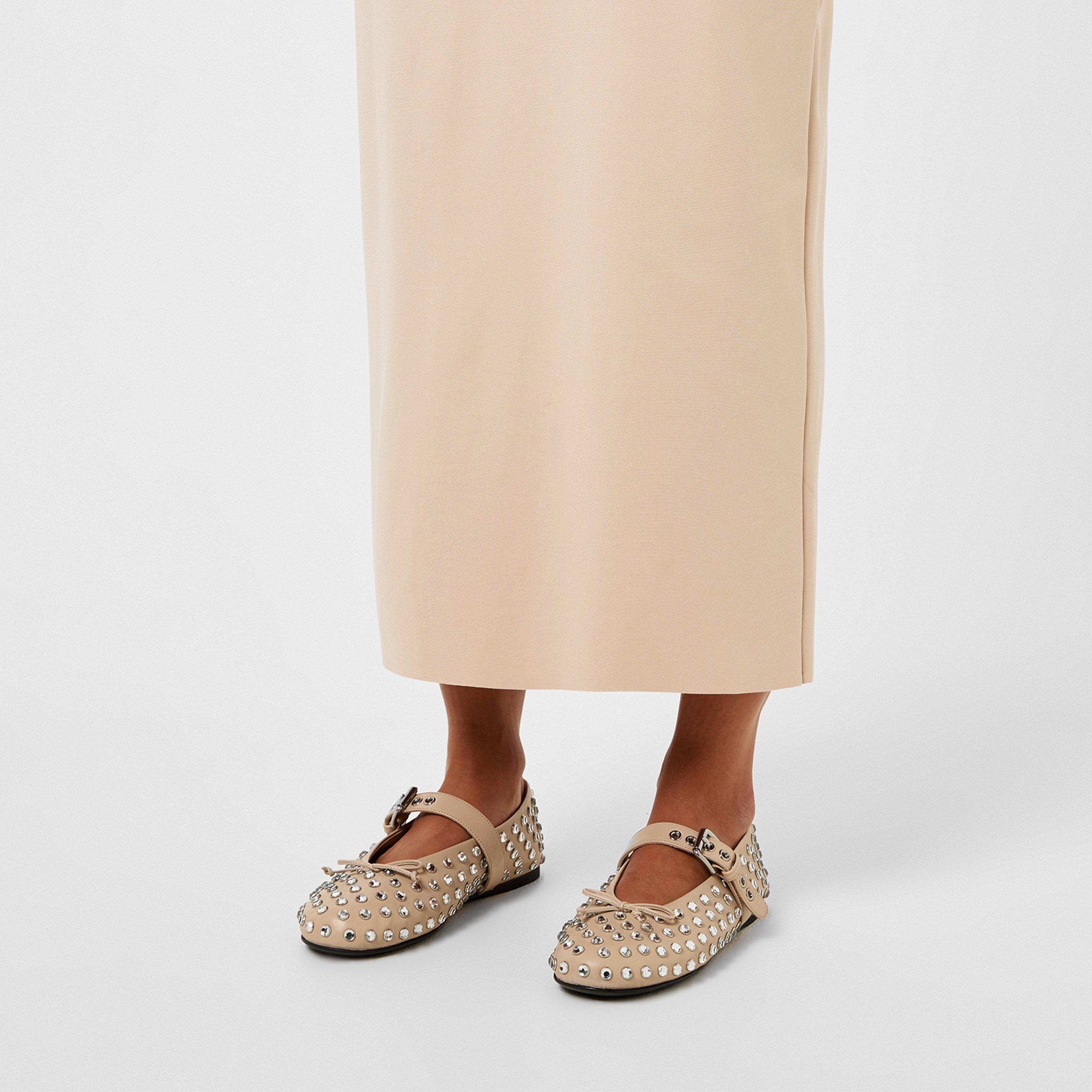 Travertino - Miu Miu - Studded Leather Ballerina Shoes - 3