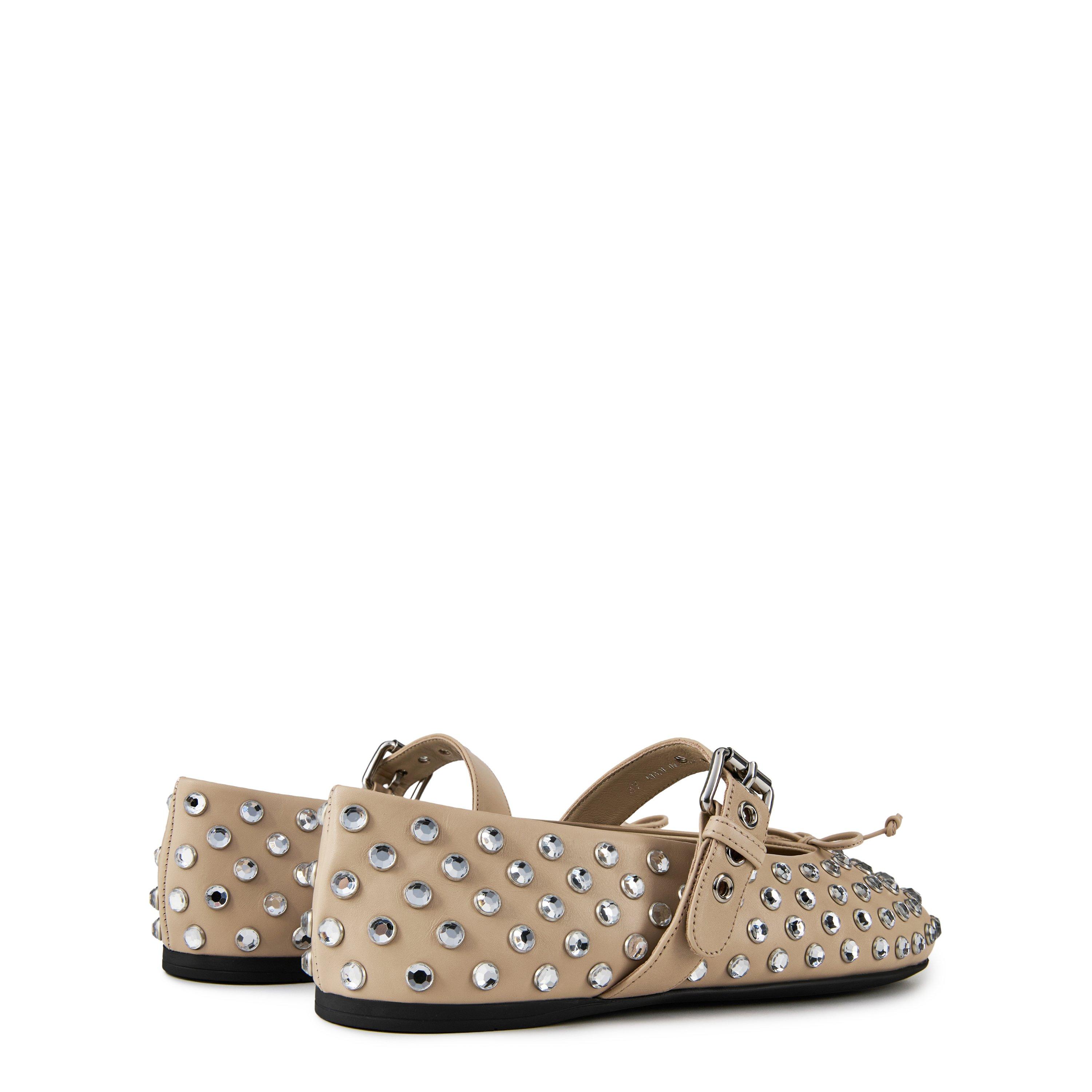 Travertino - Miu Miu - Studded Leather Ballerina Shoes - 5