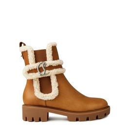 Christian Louboutin Cl Chelsea Shearling Trimmed Ankle Boots