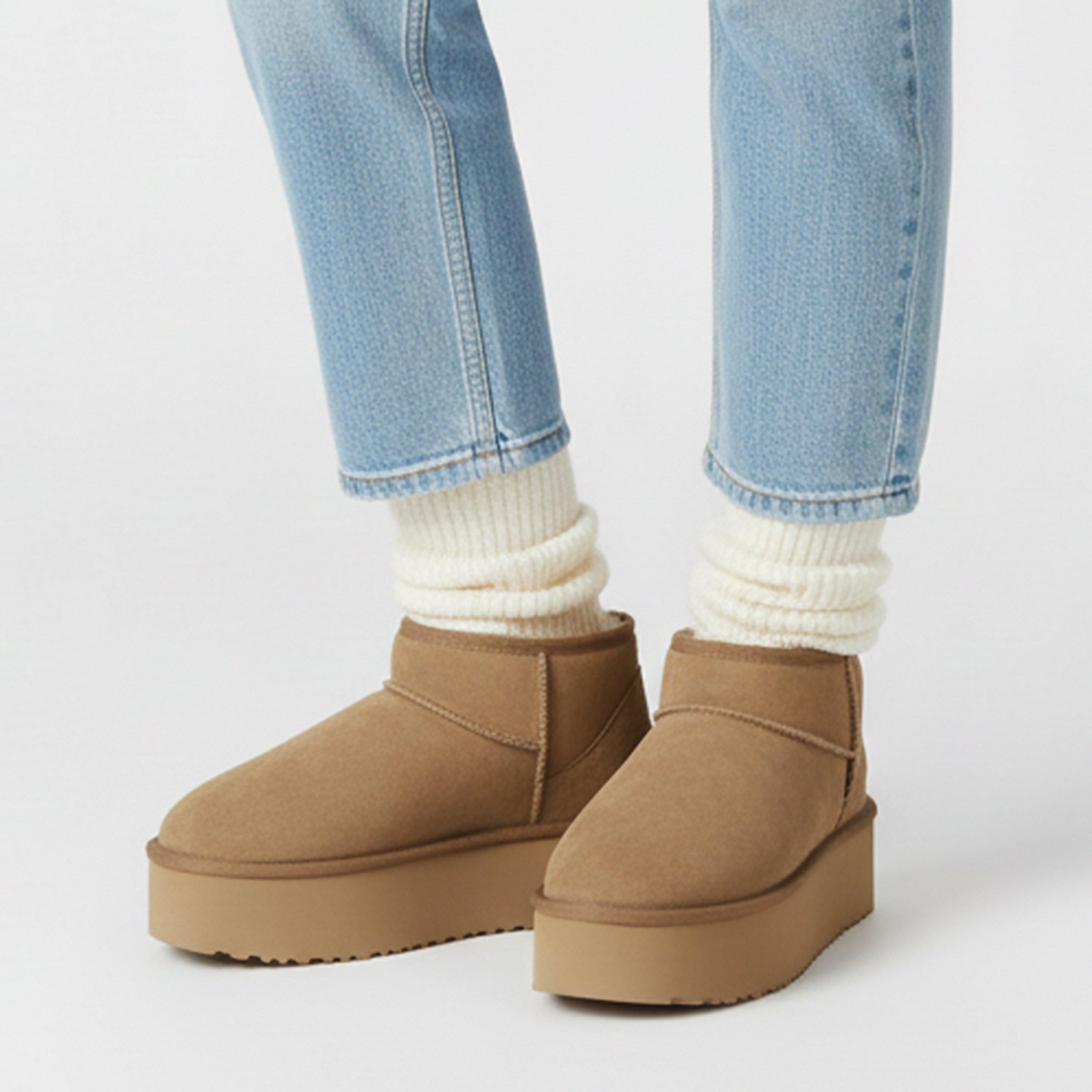Sand - Jack Wills - Platform Snug Boots Womens - 3