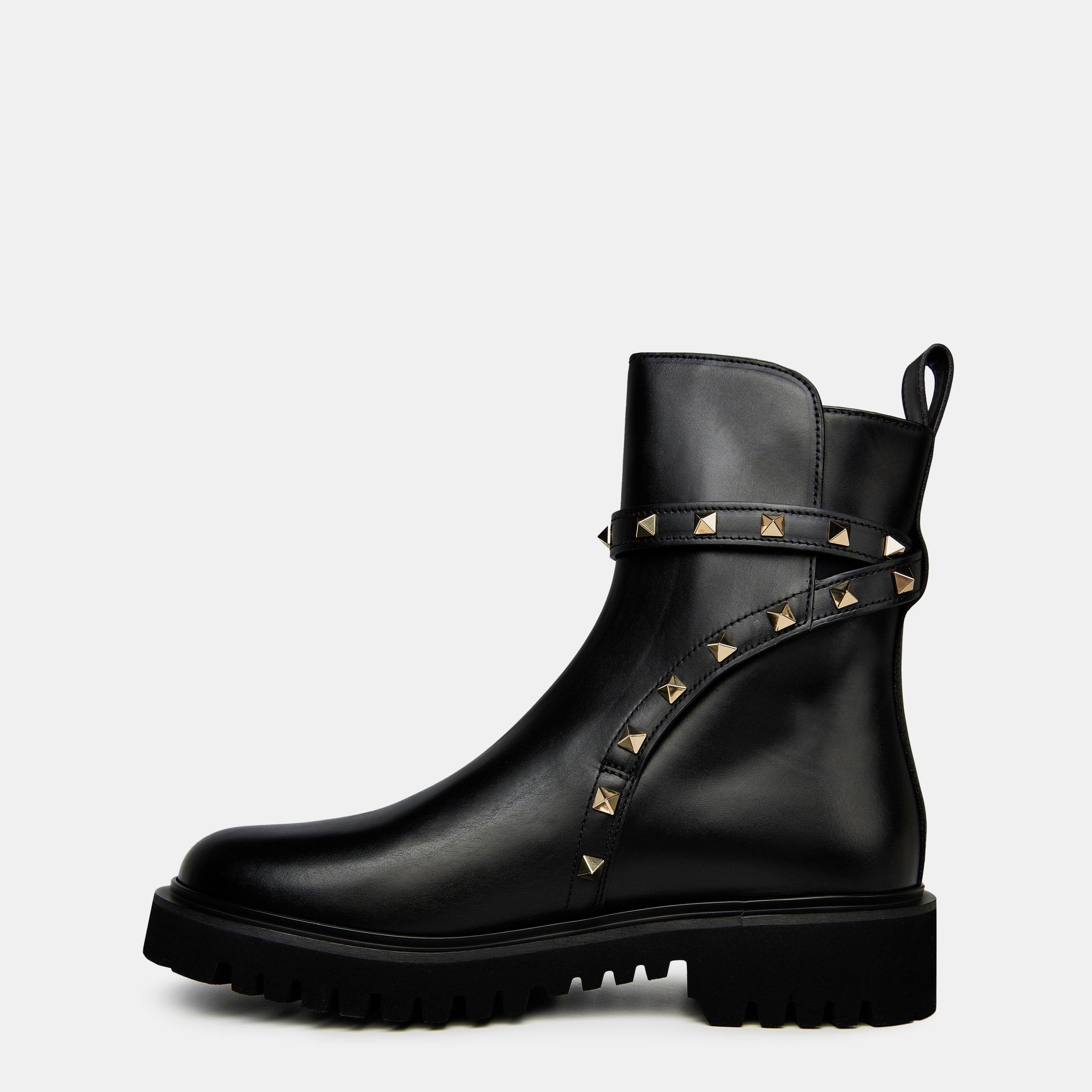 Valentino Garavani | Rockstud Combat Boots | Flat Ankle