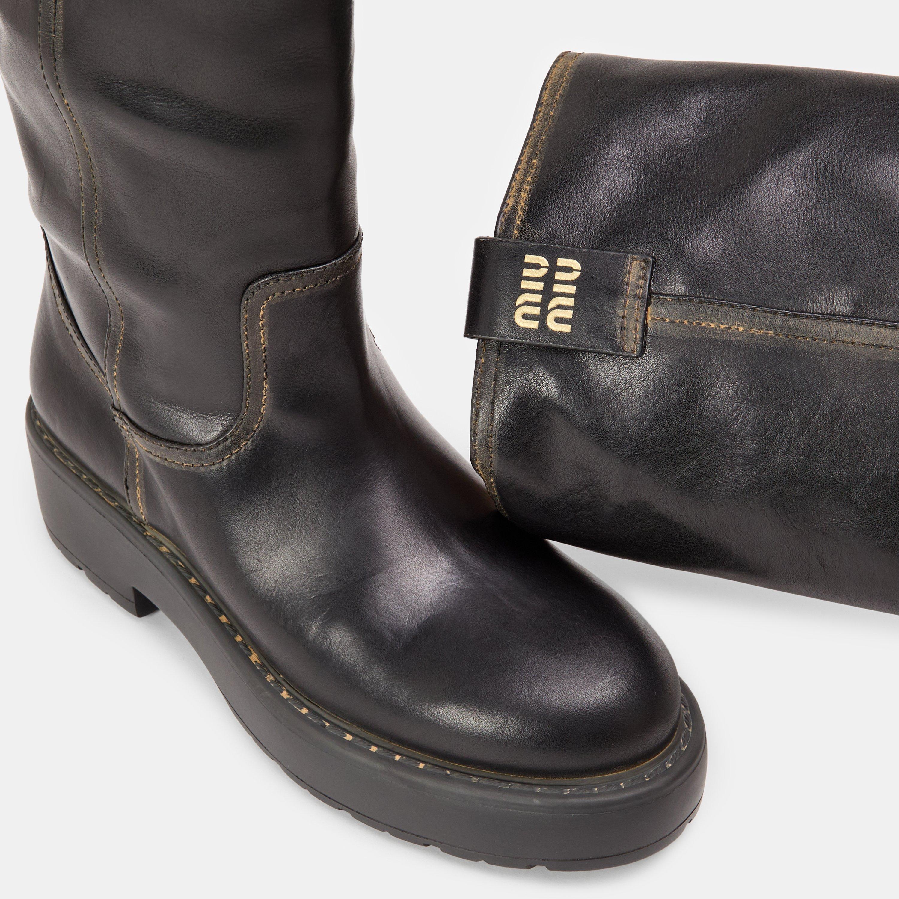 Nero - Miu Miu - Suede Knee-High Boots - 4