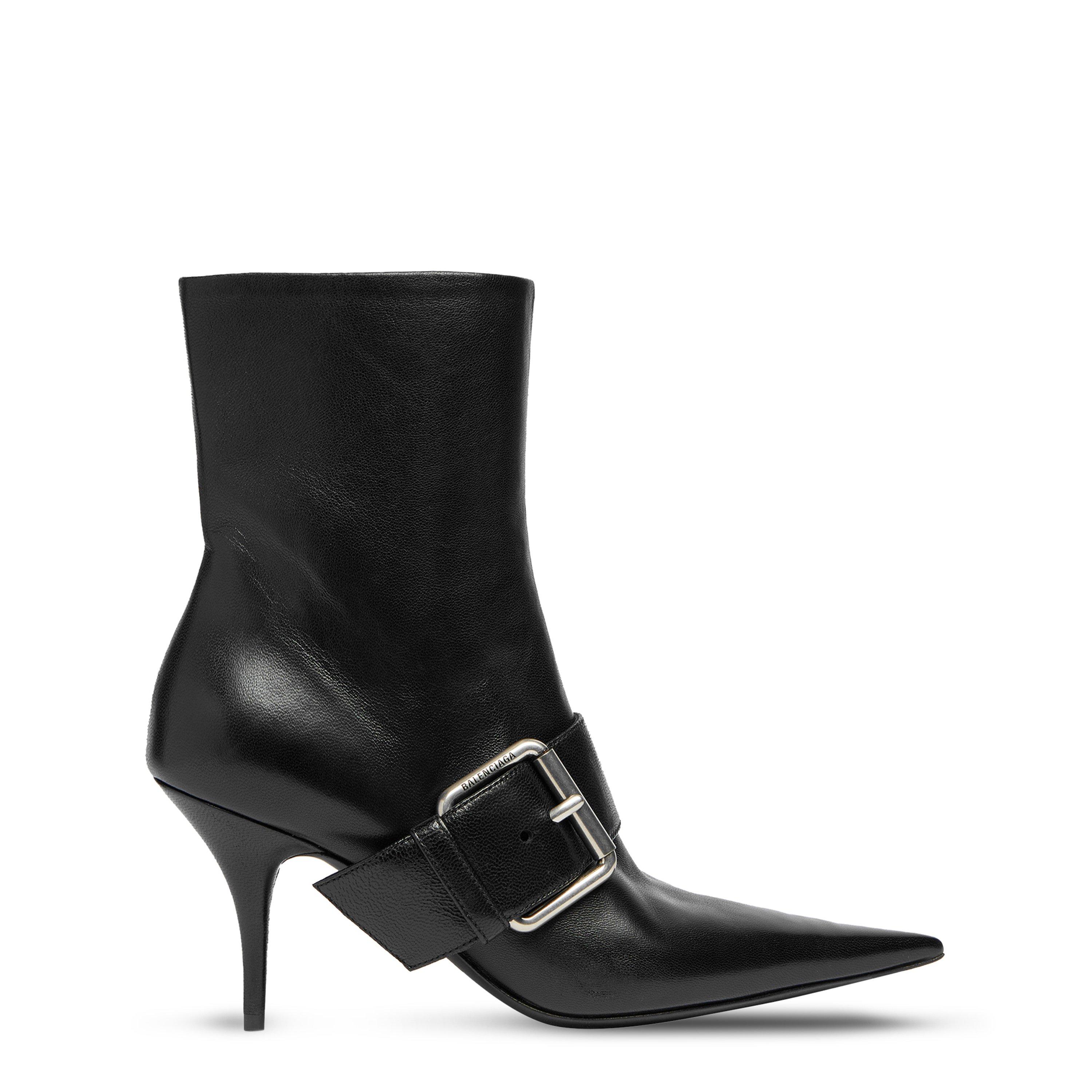 Black - Balenciaga - Knife Buckled Leather Ankle Boots - 1