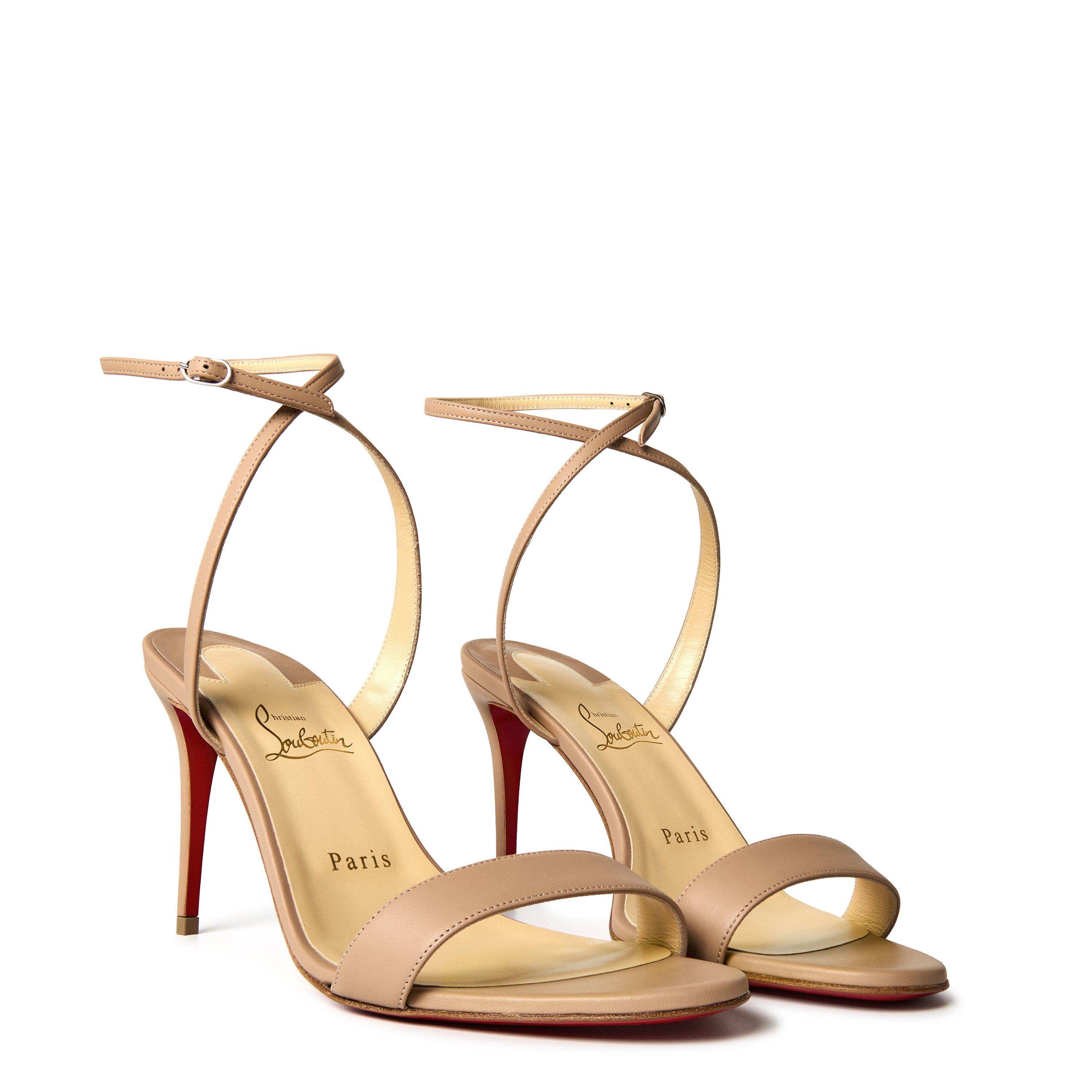 Nappa Blush - Christian Louboutin - Women's Loubigirl Leather Strappy Sandals, 85mm - 4