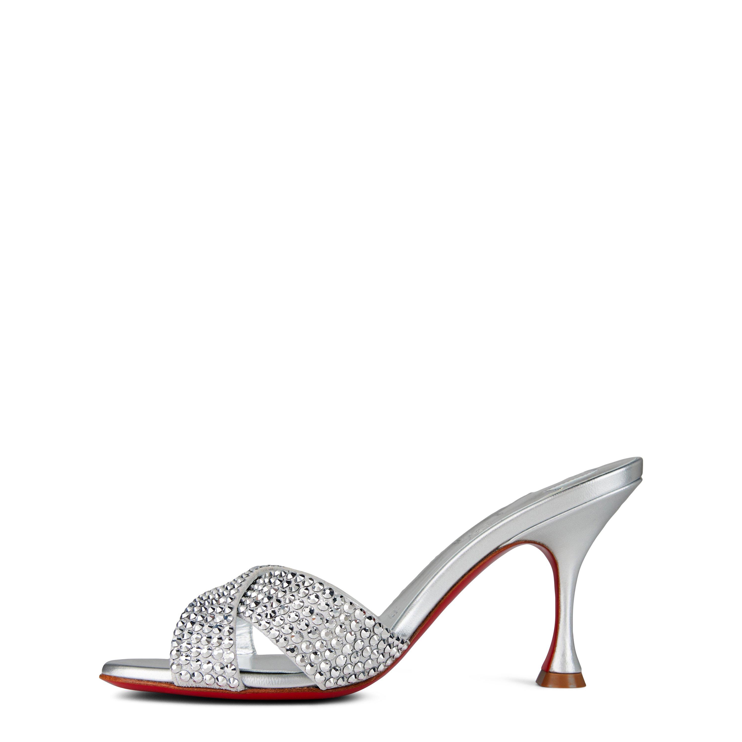 Version Silver - Christian Louboutin - Mariza Is Back Embellished 85mm Leather Mules - 2