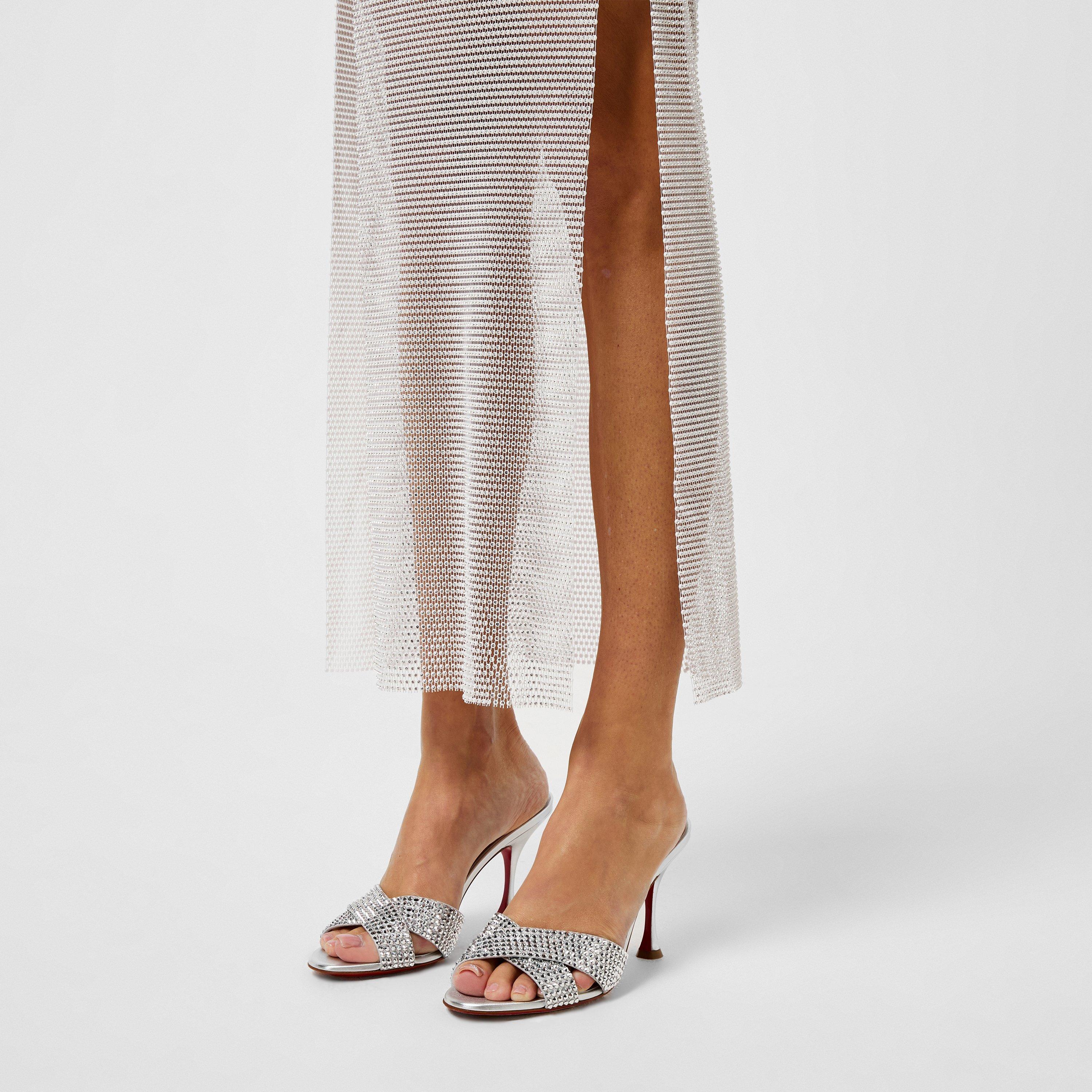 Version Silver - Christian Louboutin - Mariza Is Back Embellished 85mm Leather Mules - 3