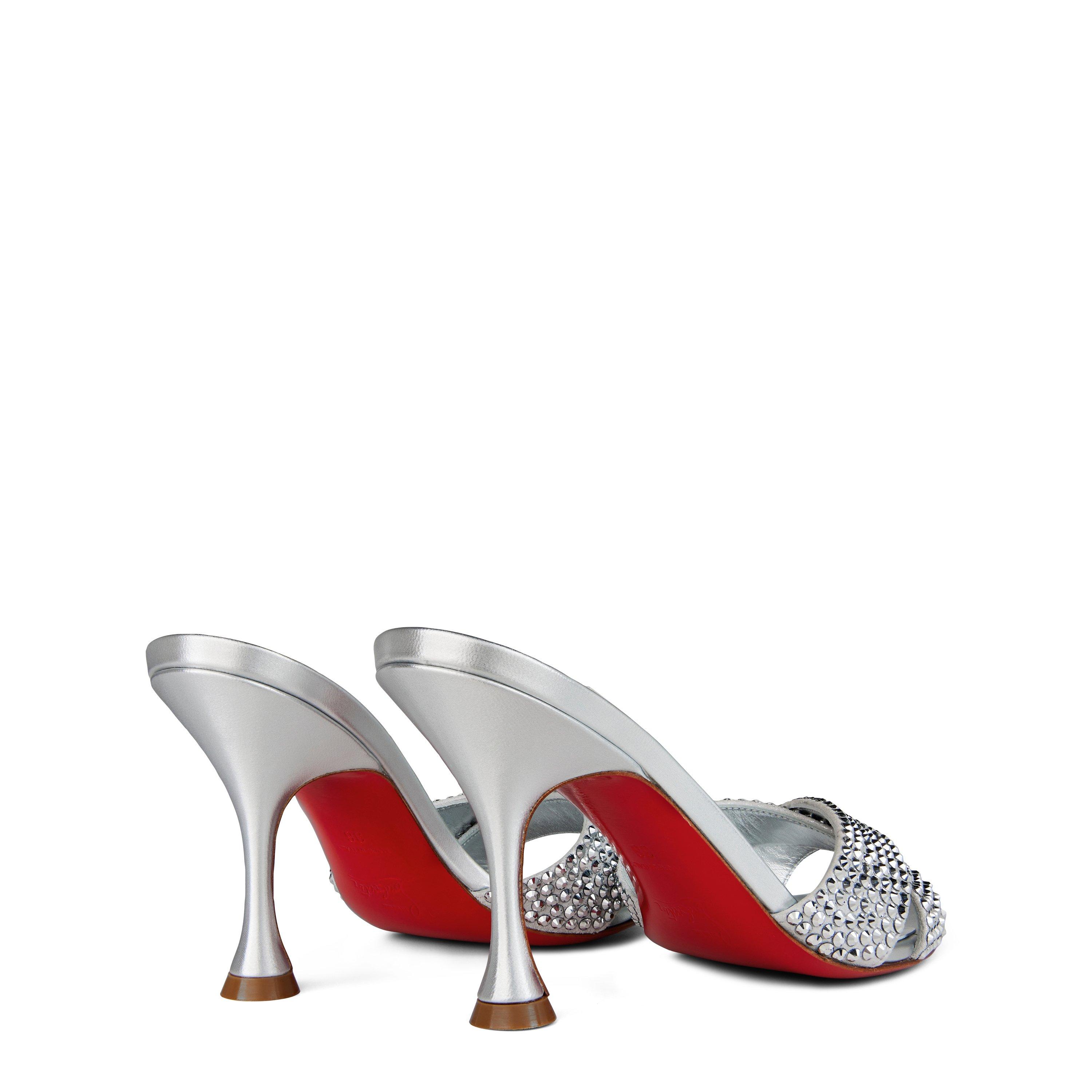 Version Silver - Christian Louboutin - Mariza Is Back Embellished 85mm Leather Mules - 5