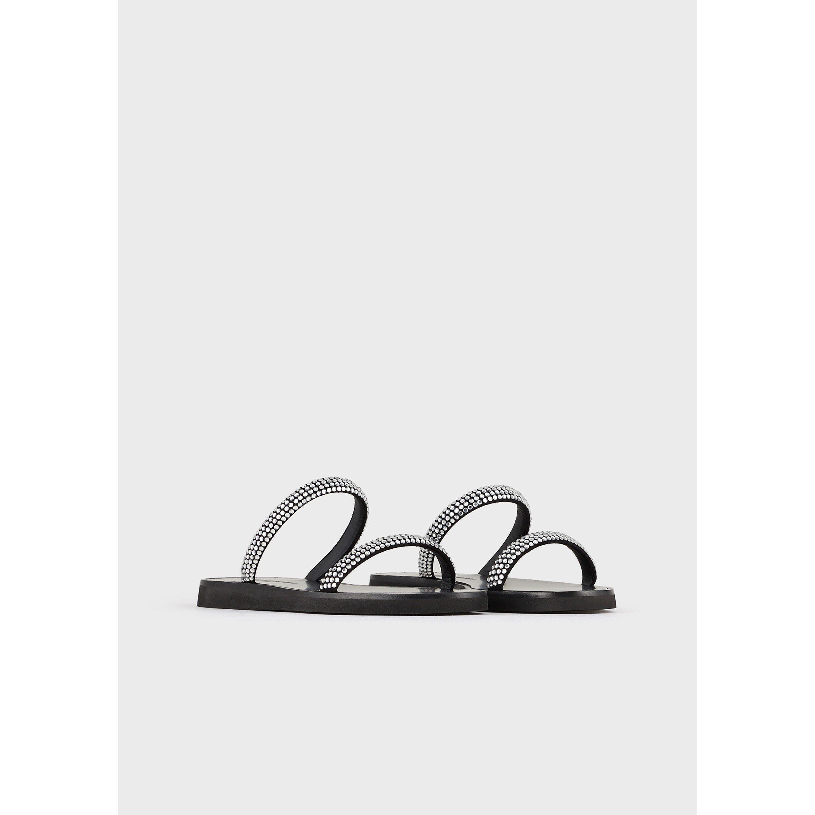 Grey - Emporio Armani - Women's 2-Strap Flat Sandals - 2