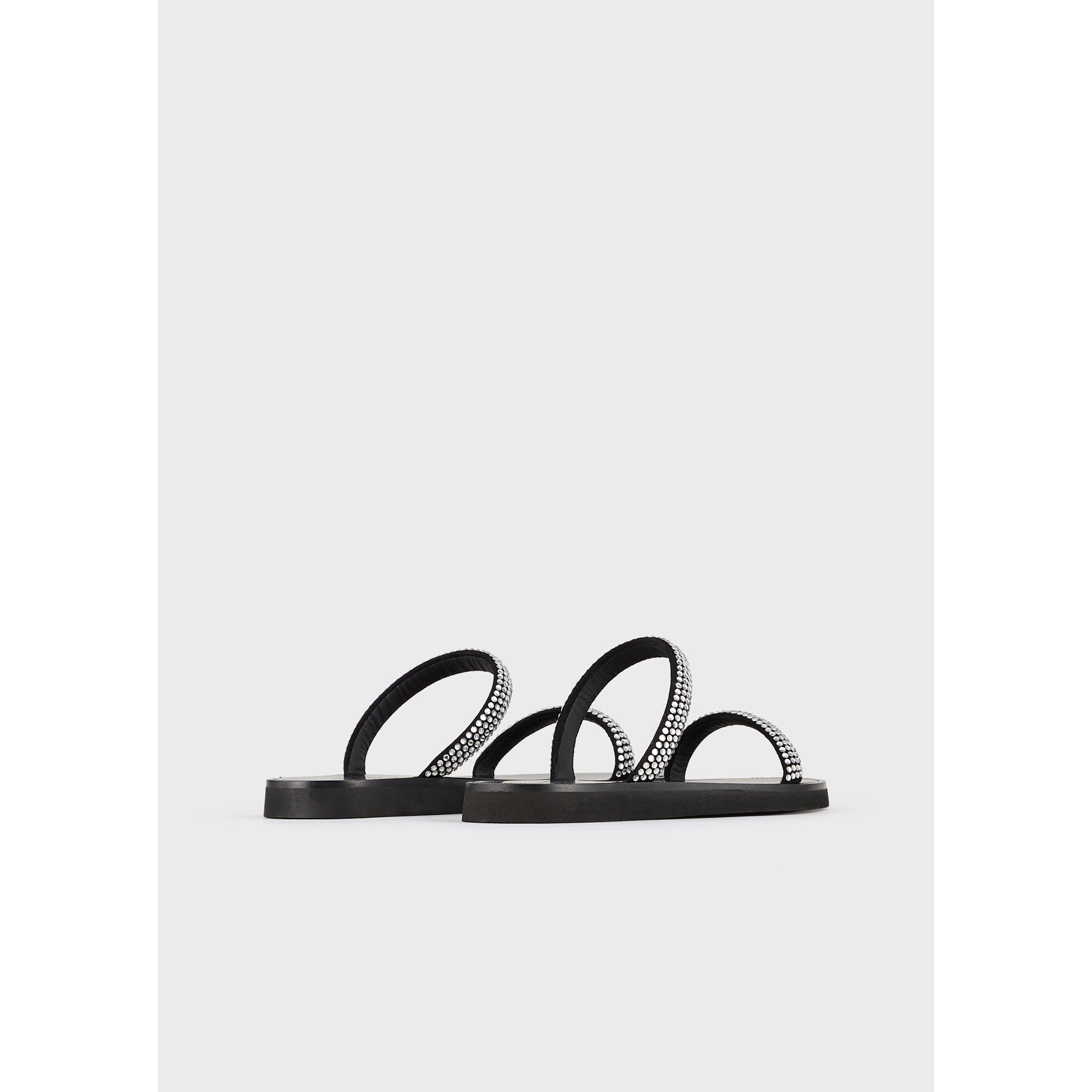 Grey - Emporio Armani - Women's 2-Strap Flat Sandals - 3