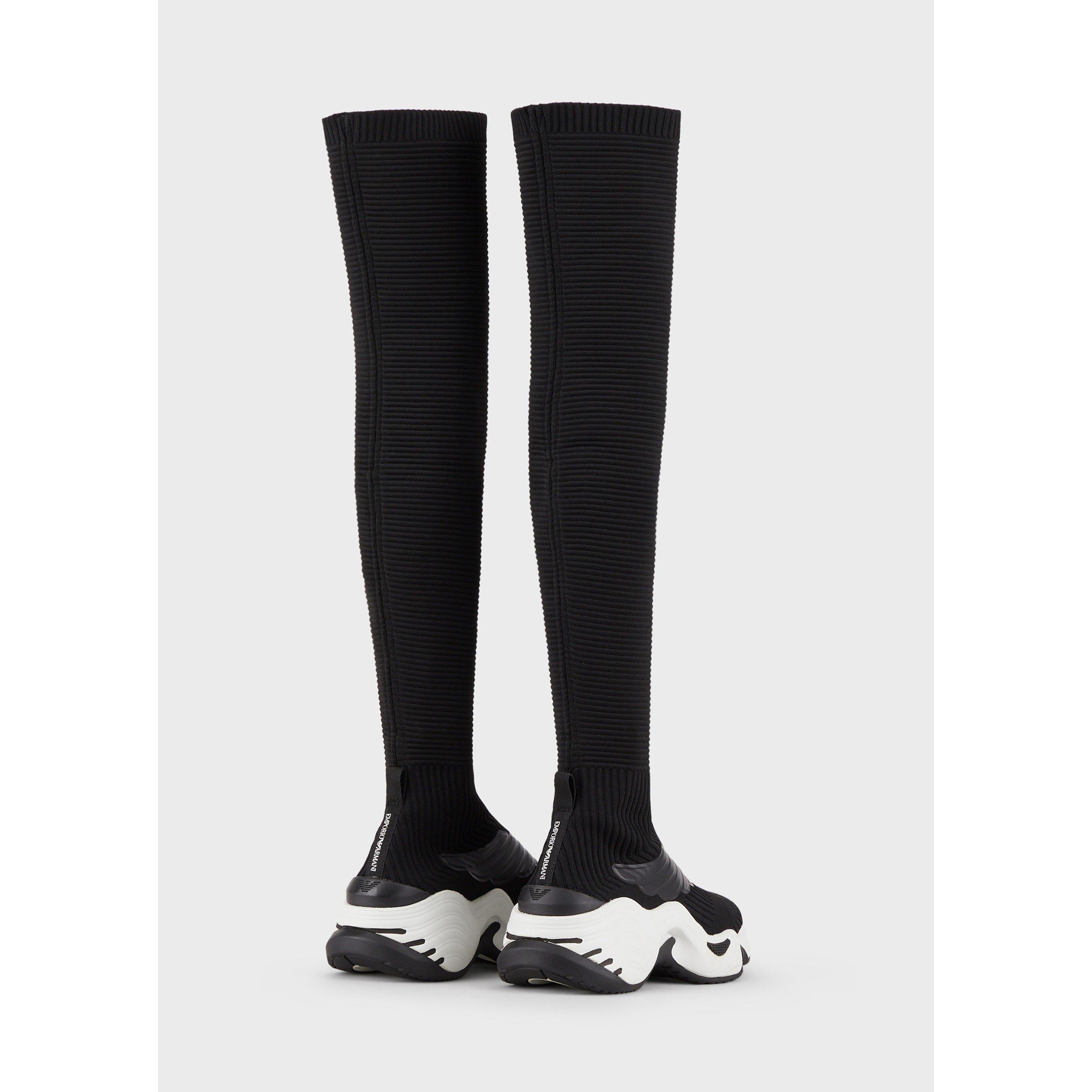 Black - Emporio Armani - Women's Over the Knee Boots - 4