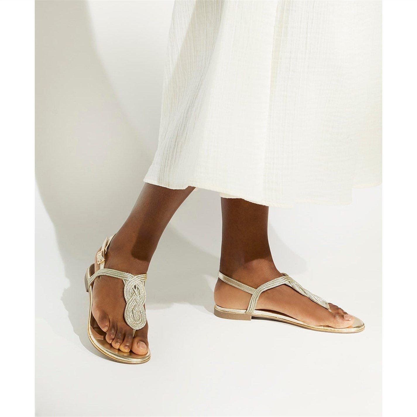 Gold 392 - Dune London - Logics Flat Sandals - 5