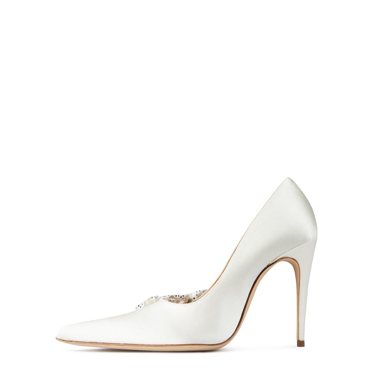 Cream - Magda Butrym - Women's Satin Crystal Stiletto Court Shoes - 2