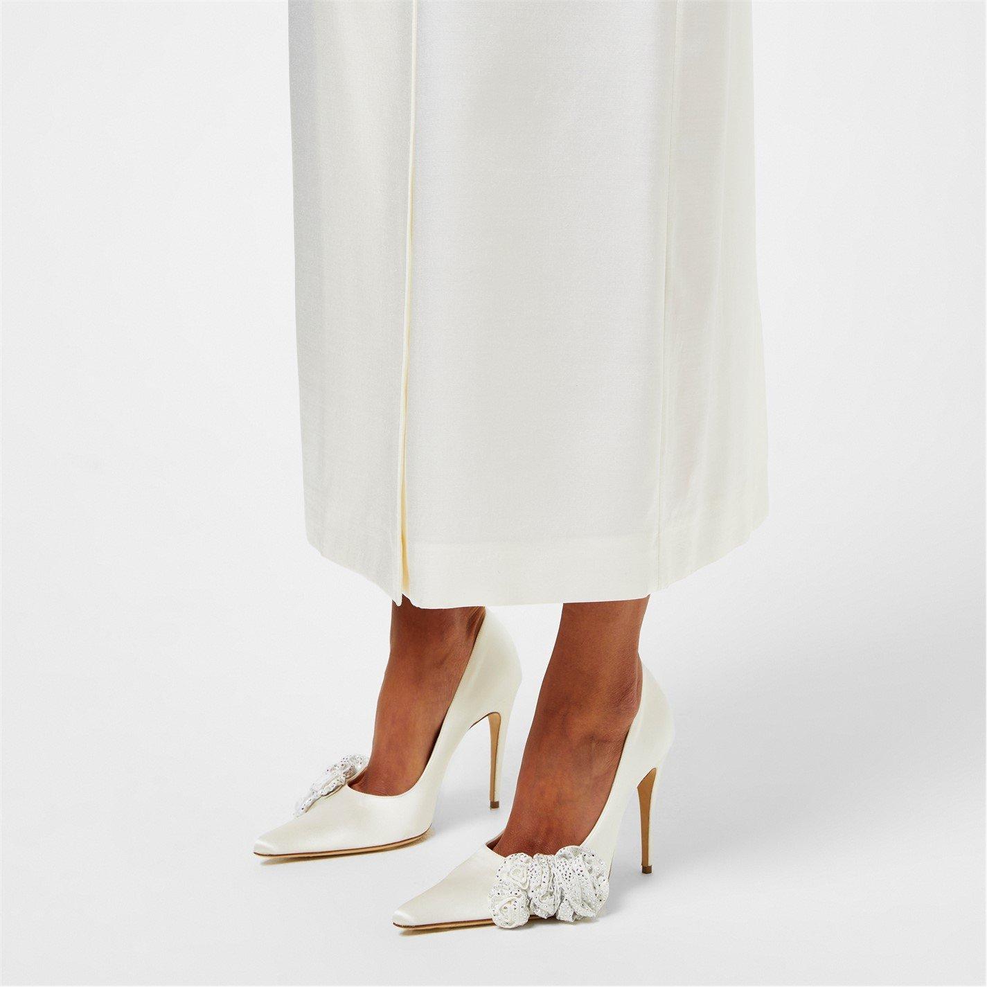Cream - Magda Butrym - Women's Satin Crystal Stiletto Court Shoes - 3