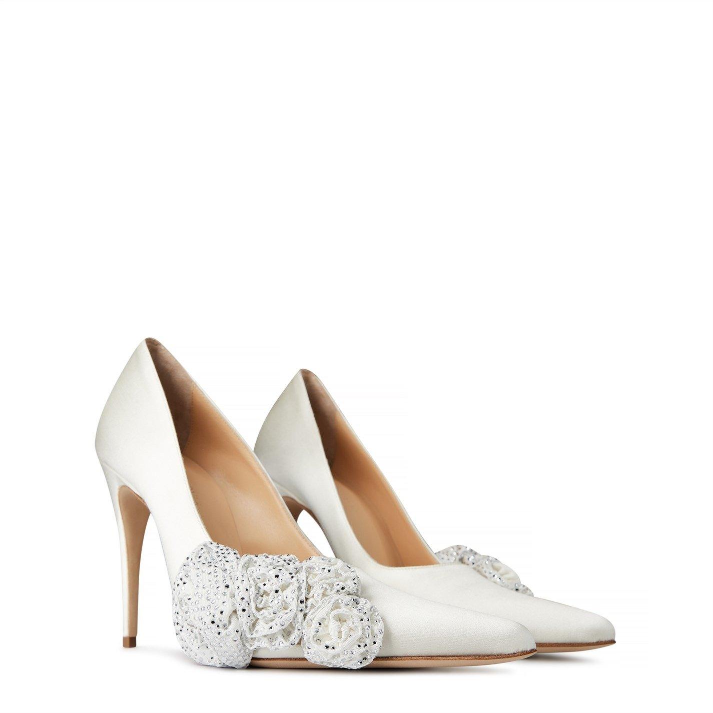 Cream - Magda Butrym - Women's Satin Crystal Stiletto Court Shoes - 4