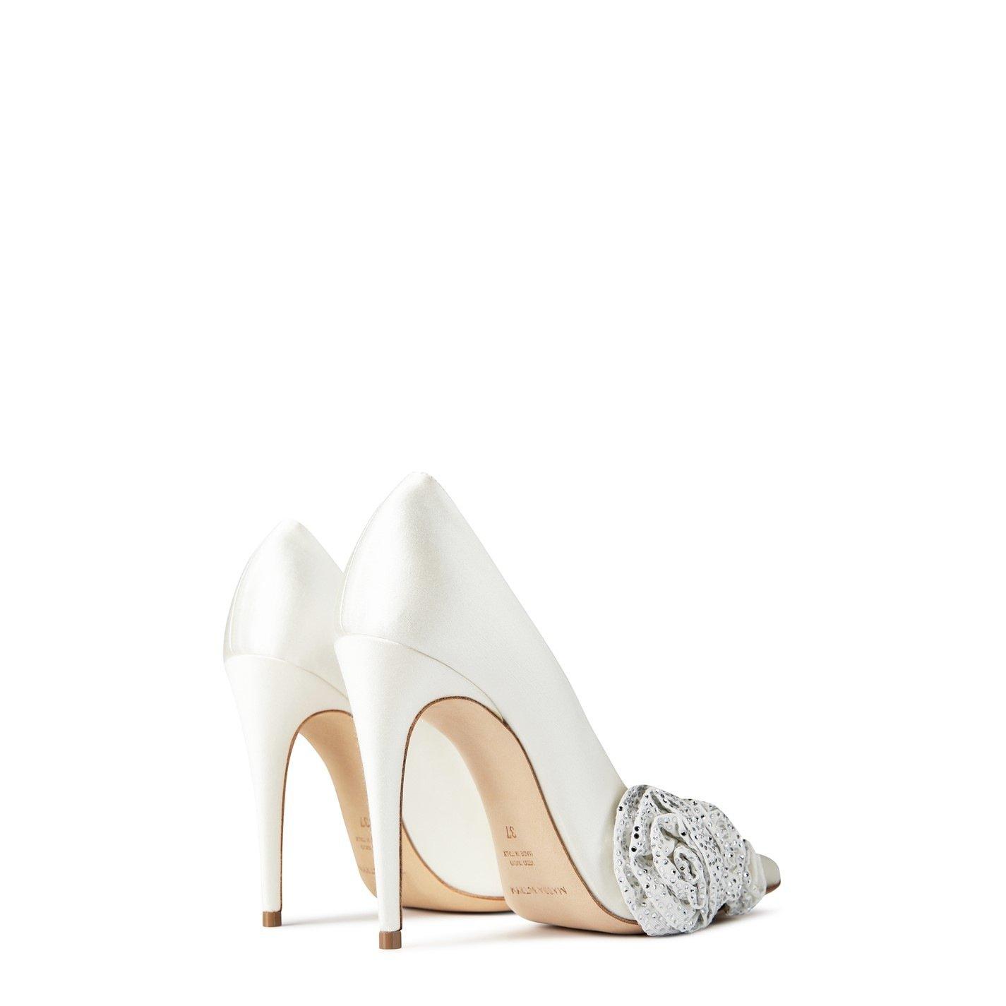 Cream - Magda Butrym - Women's Satin Crystal Stiletto Court Shoes - 5
