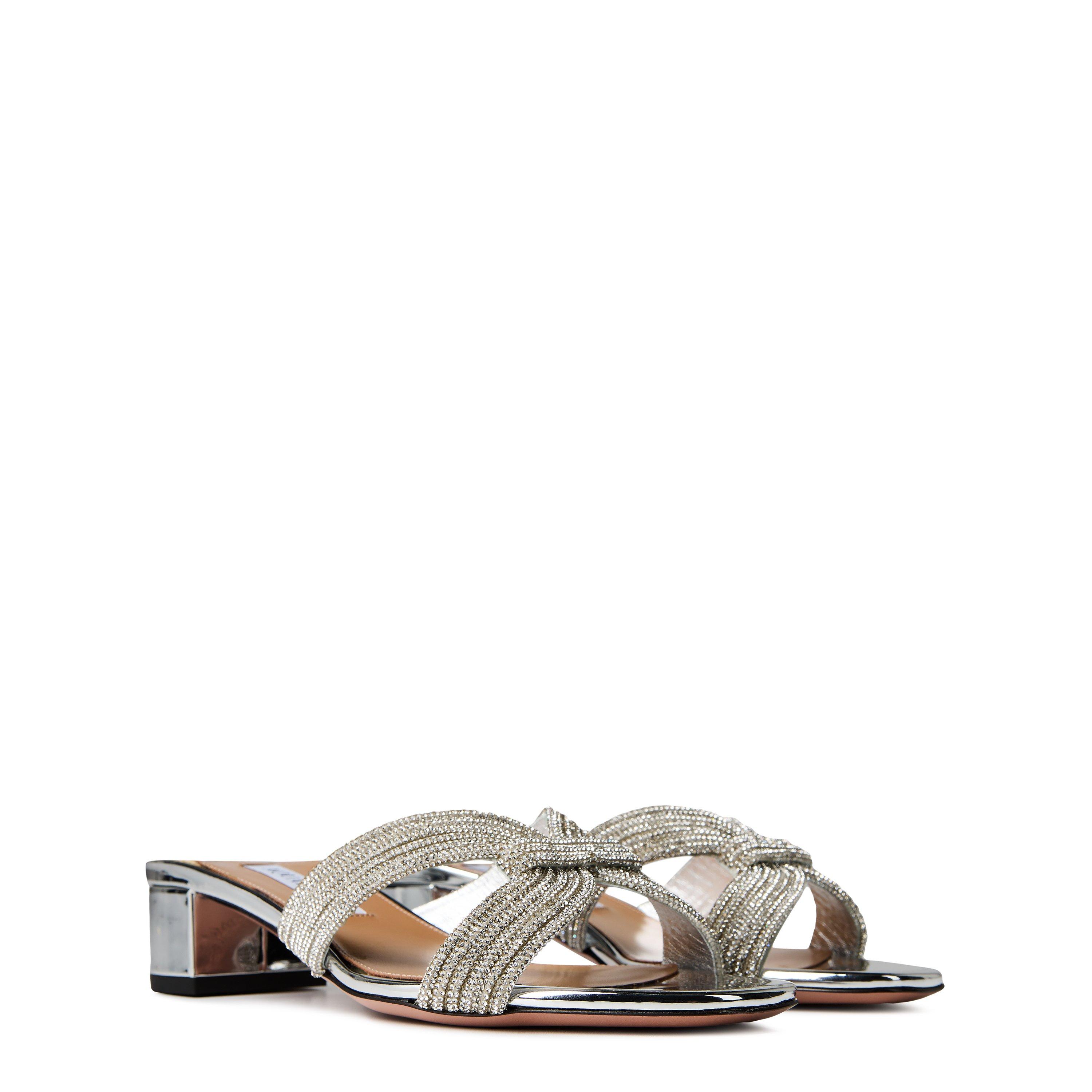 Silver - Aquazzura - Crystal Muse Heeled Sandals - 4