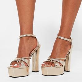 I Saw It First ISAWITFIRST Metallic Double Strap Platform Heels