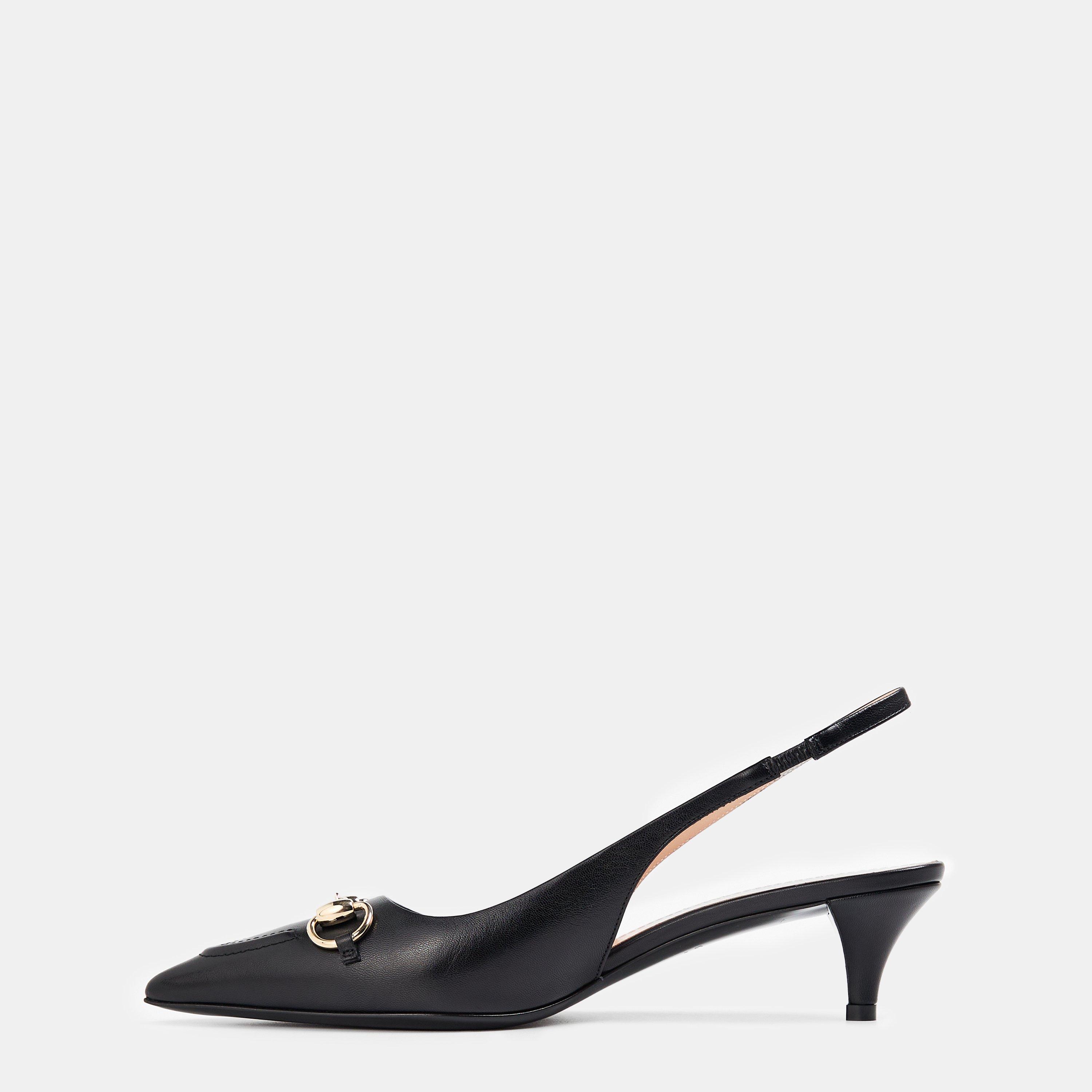 Nero - Gucci - Women's Motif Canvas Horsebit Sling Pumps - 2