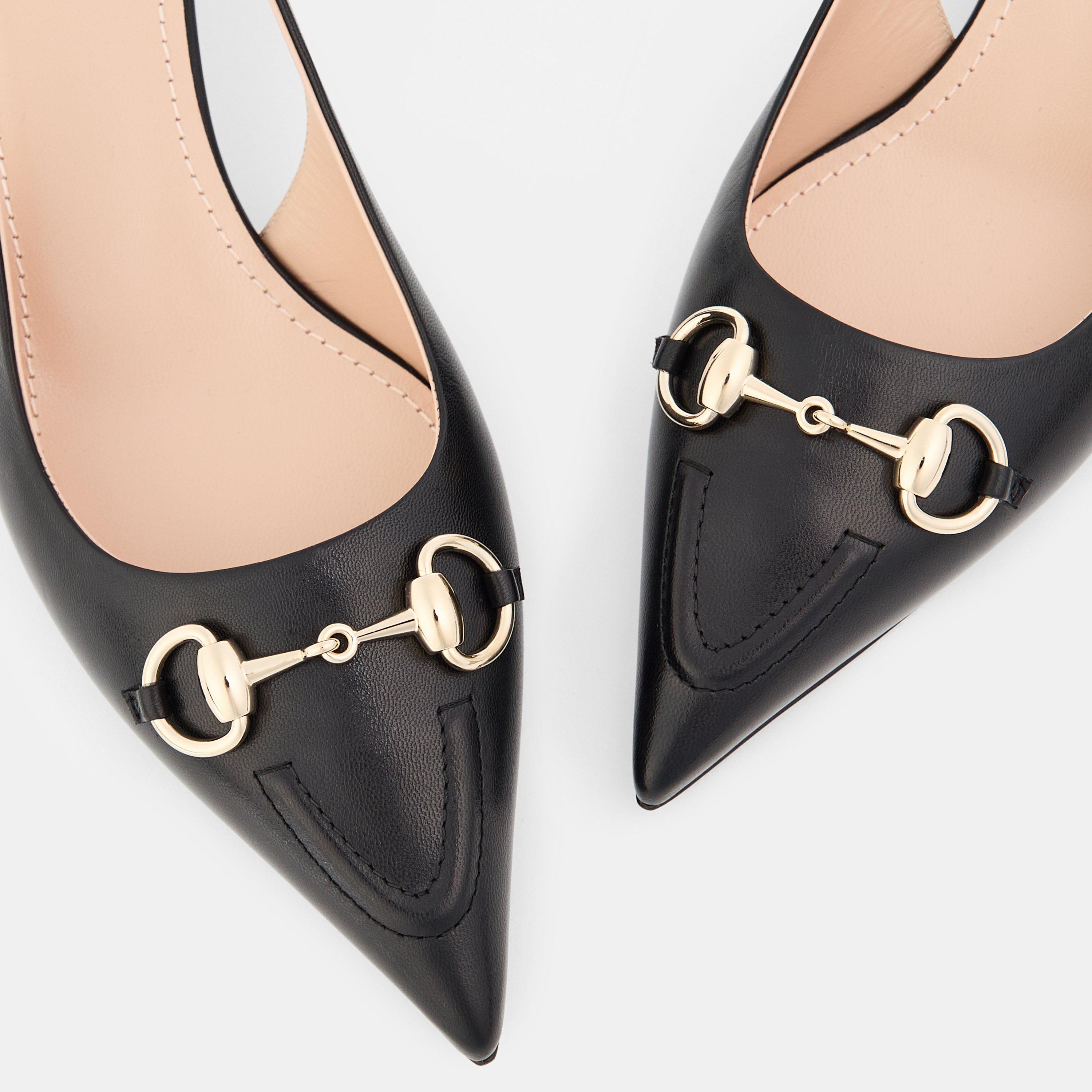 Nero - Gucci - Women's Motif Canvas Horsebit Sling Pumps - 4