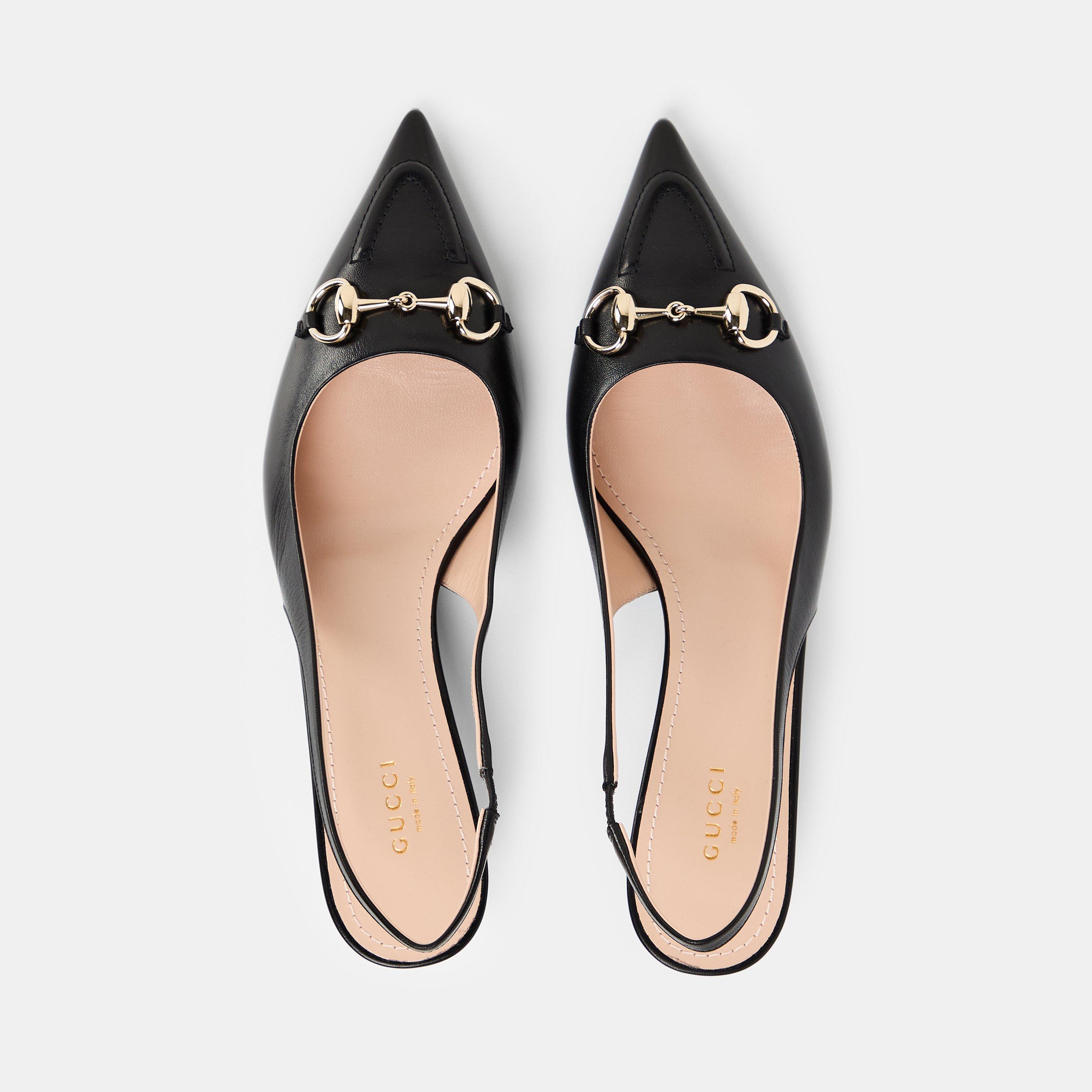 Nero - Gucci - Women's Motif Canvas Horsebit Sling Pumps - 5