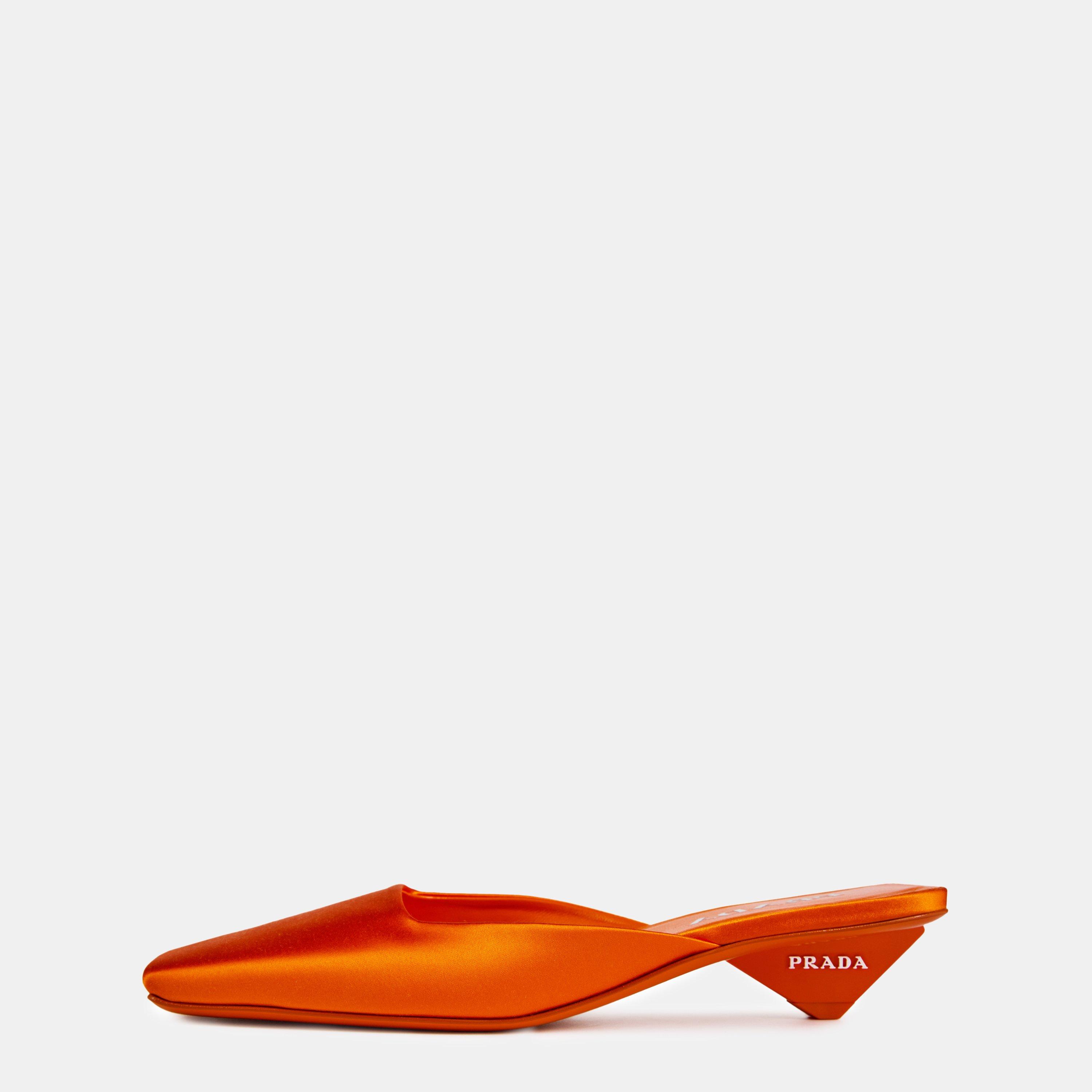 Orange Satin - Prada - Satin Mules - 2